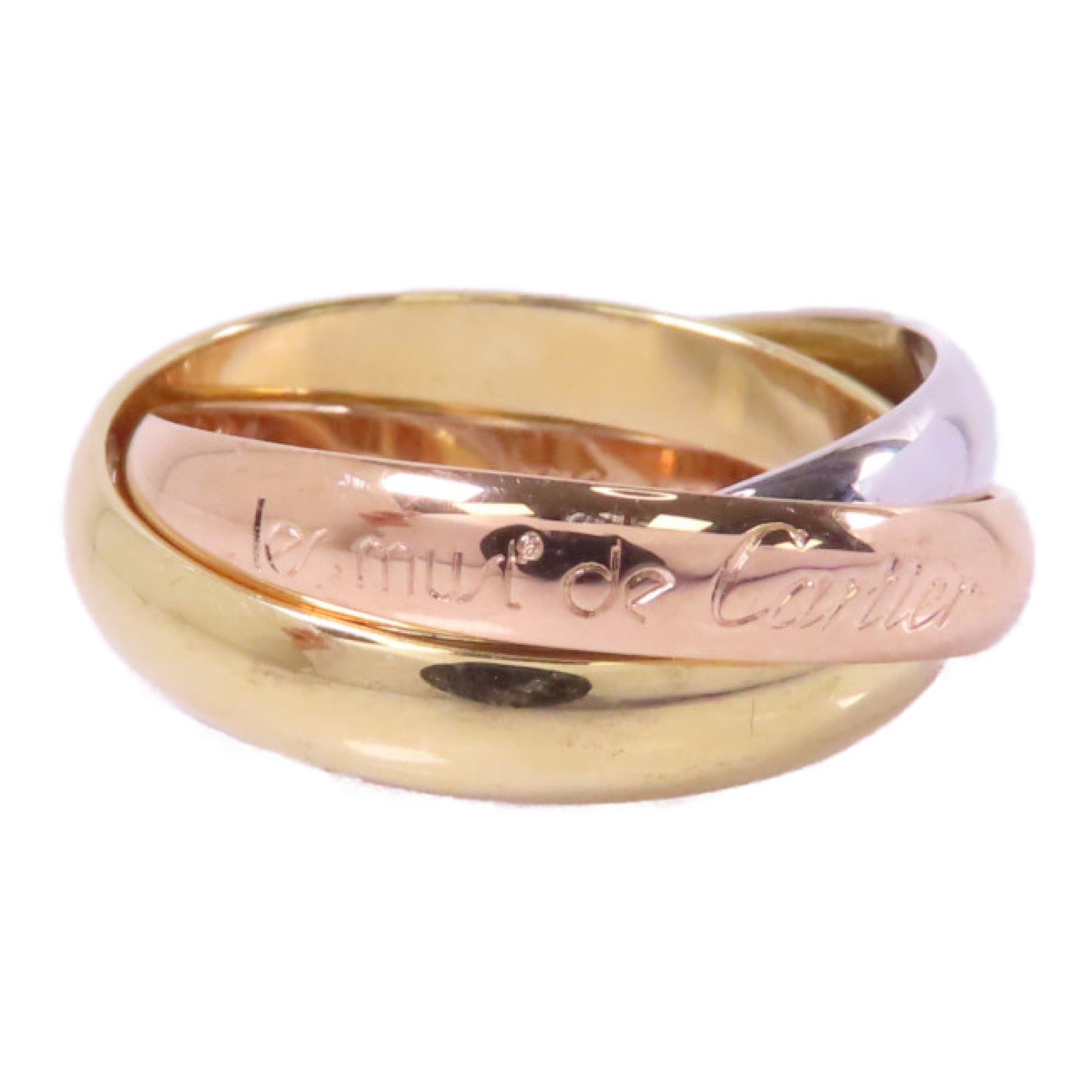 CARTIER 18K黃金/白金/玫瑰金Trinity戒指Cartier#53/US#6.5