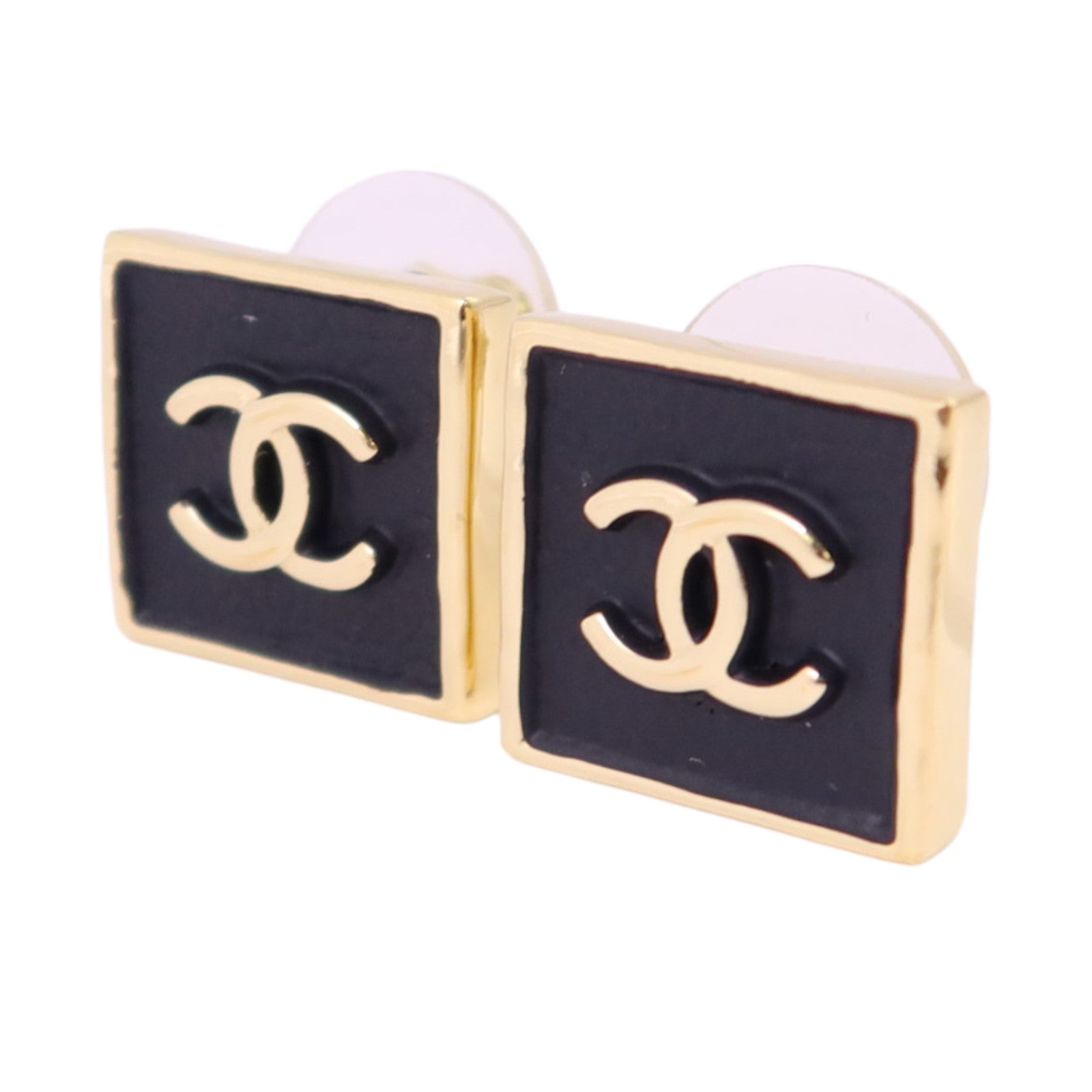 CHANEL 金屬/PVC Earrings金扣耳環