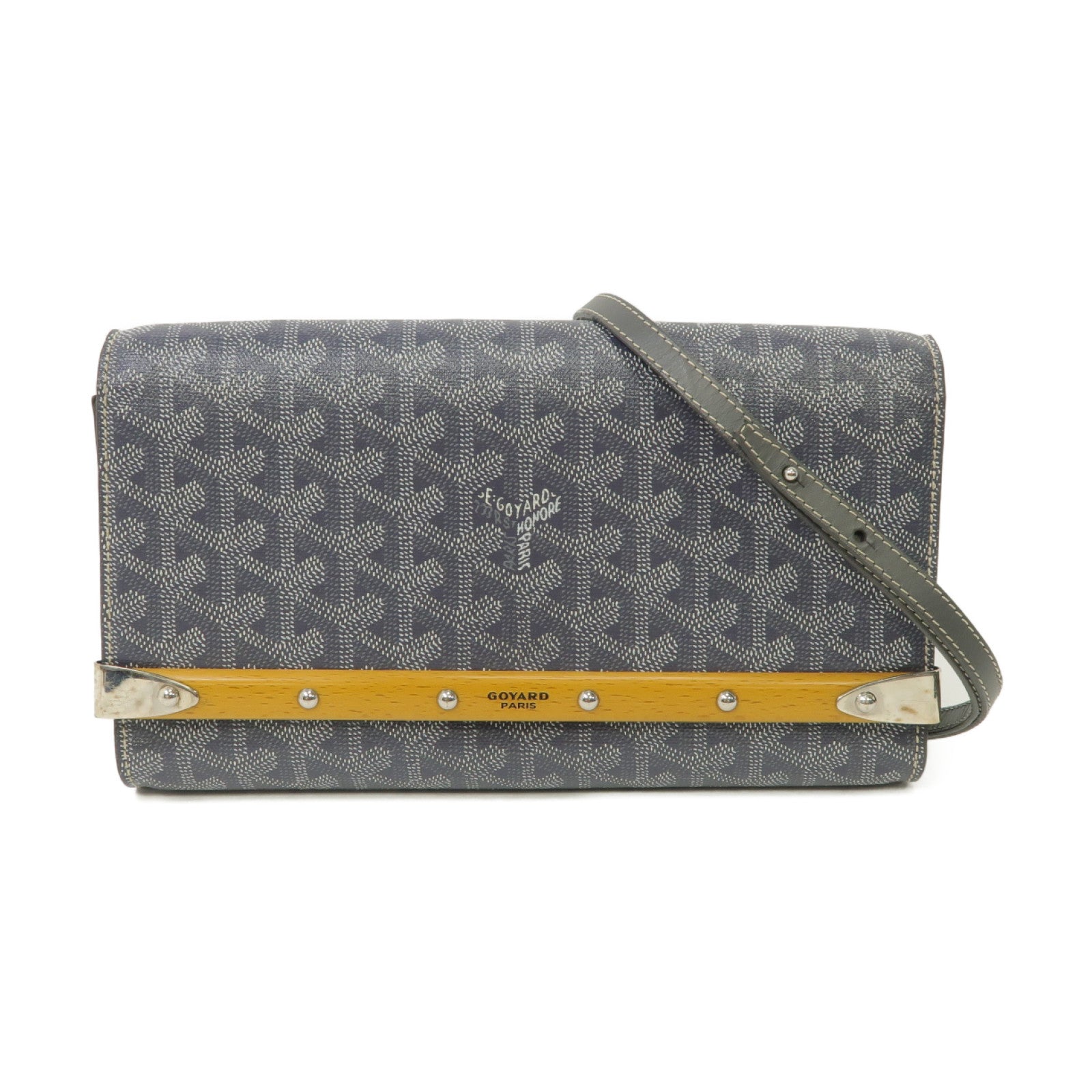 GOYARD 【激減優惠】塗層帆布Pochette Monte銀扣肩背袋灰色