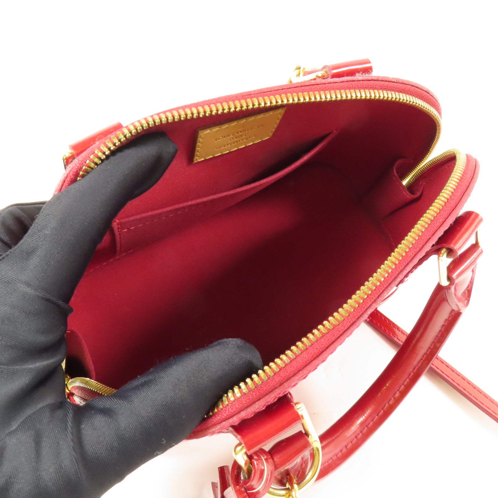 LOUIS VUITTON Vernis Alma BB金扣手挽肩背兩用袋紅色