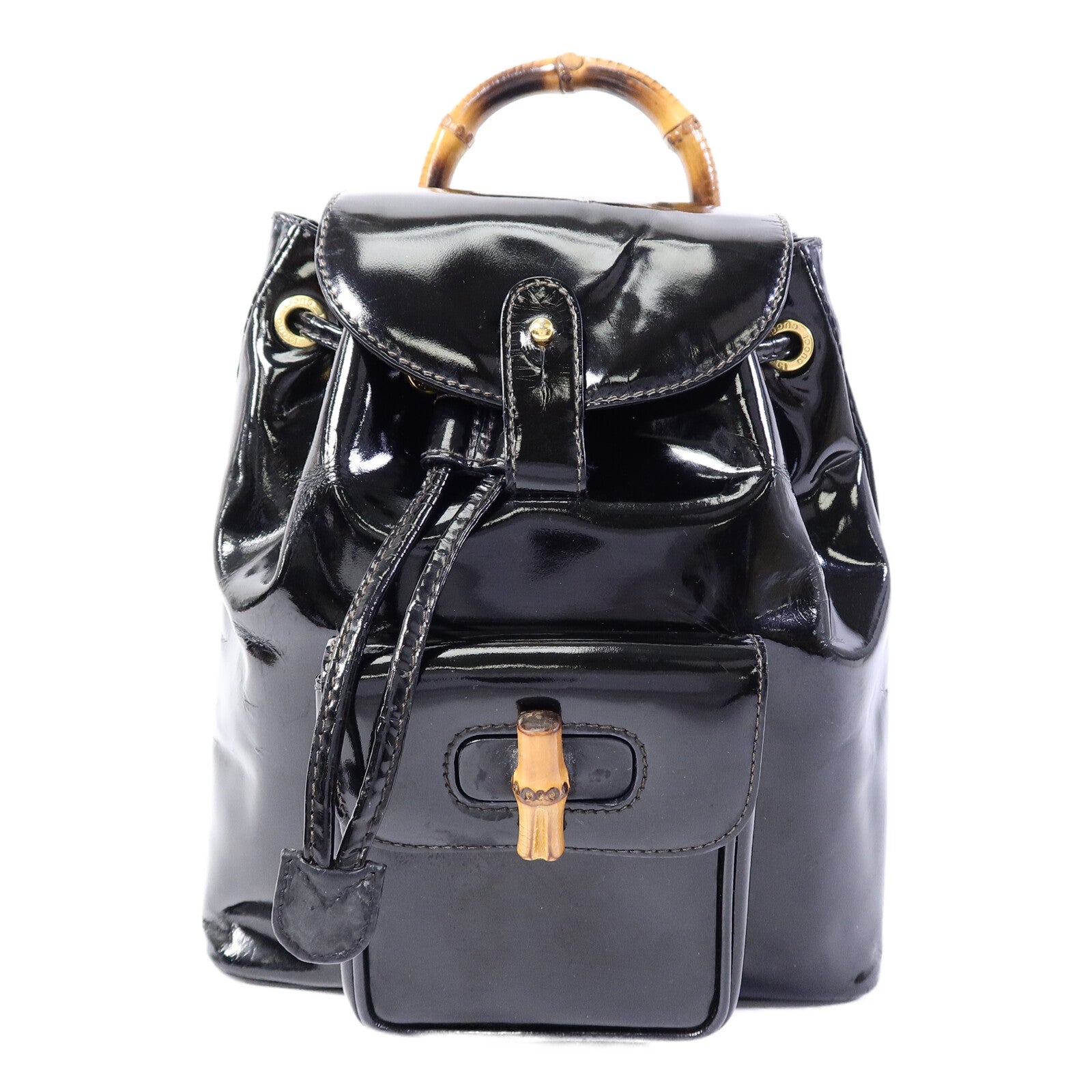 GUCCI 漆皮皮革Mini Bamboo Backpack背包