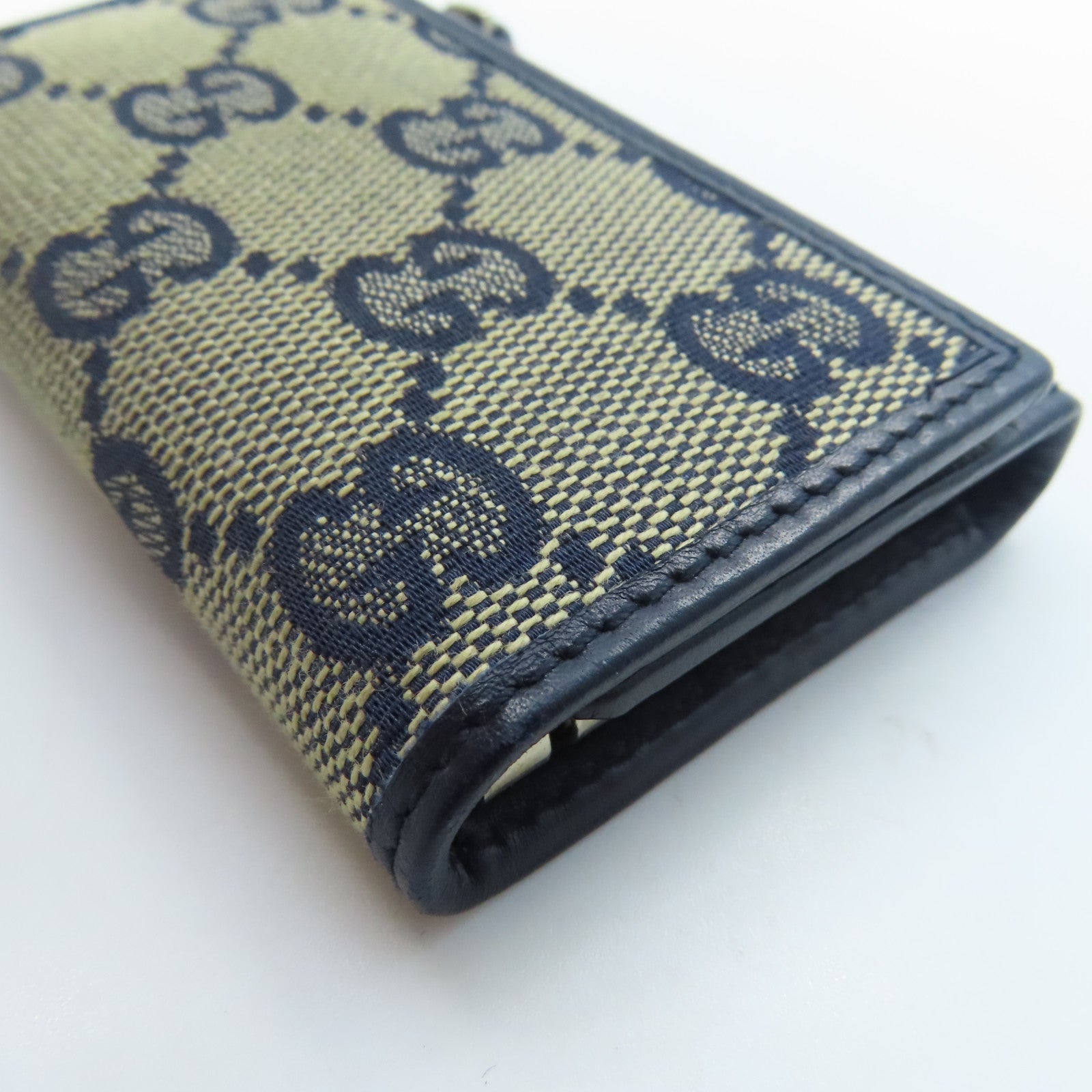 GUCCI 帆布Key Holder銀扣鎖匙包藍色