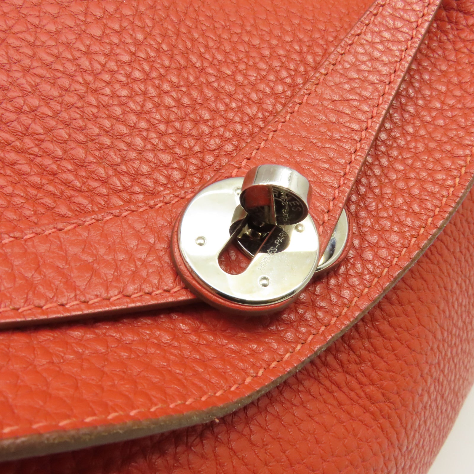 HERMES **【激減優惠】Clemence皮革Lindy 30 Shoulder Bag銀扣肩背袋Sanguine三文魚色/Rose Jaipur糖果紅色