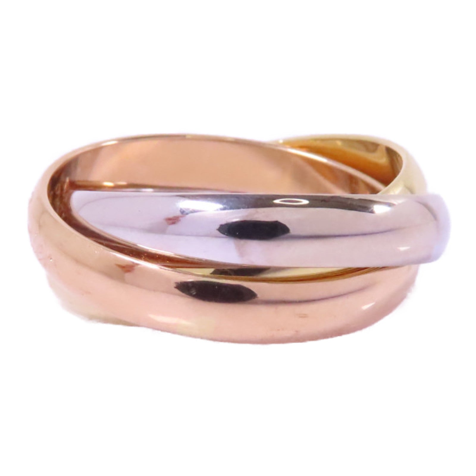 CARTIER 18K黃金/白金/玫瑰金Trinity戒指Cartier#53/US#6.5