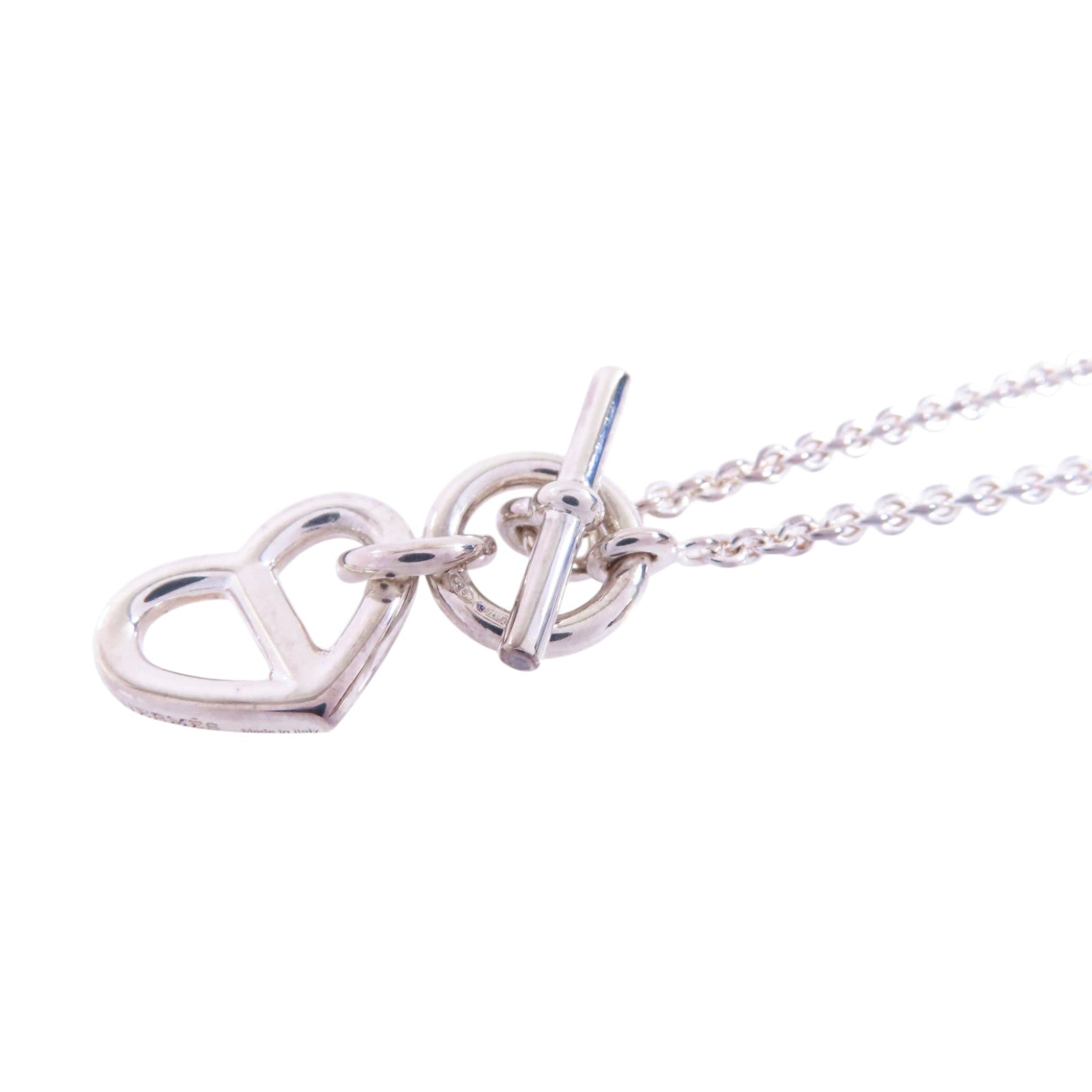 HERMES 925純銀Cache Cœur Amulette Pendant Necklace銀扣項鏈