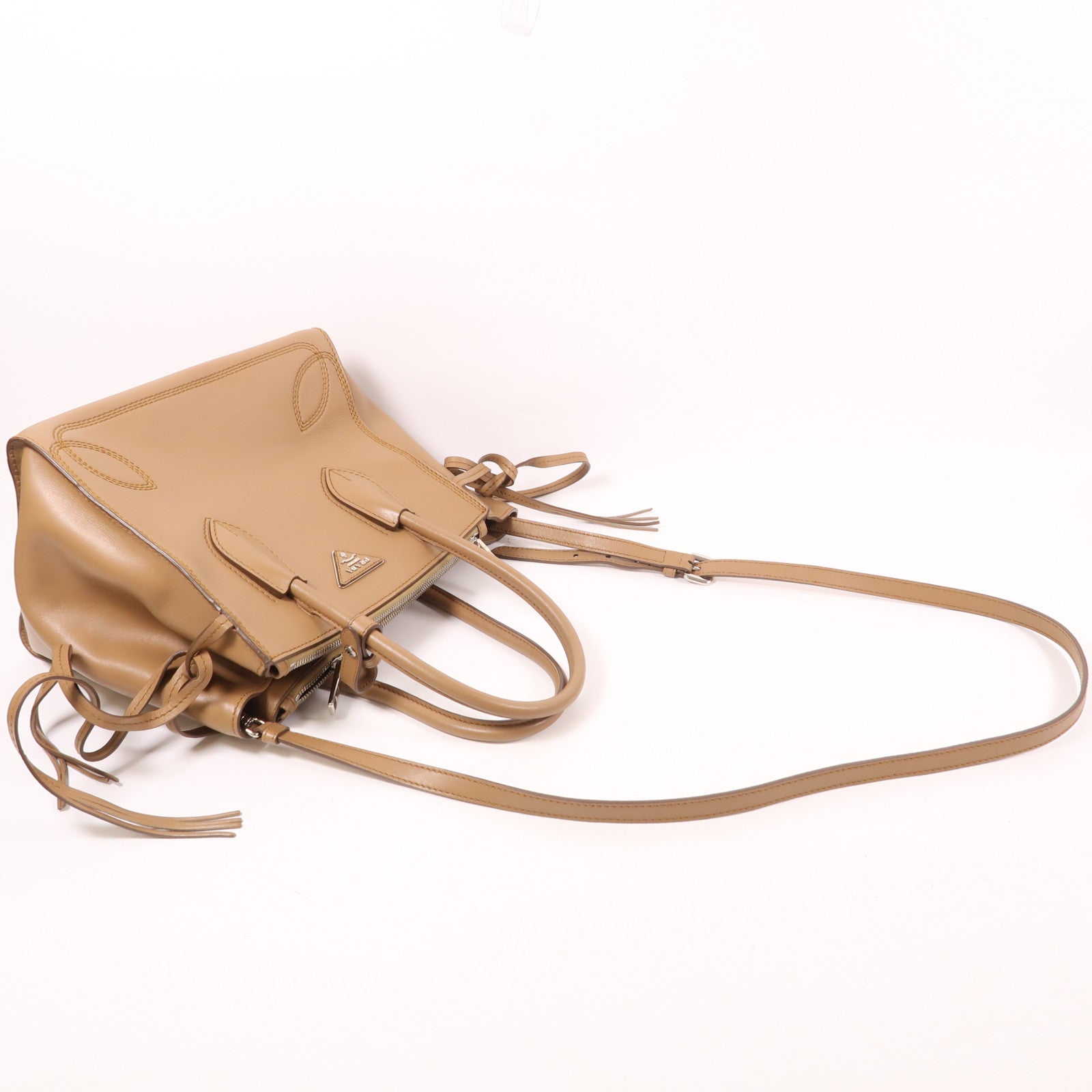 PRADA 牛皮皮革2 Way Shoulder銀扣手挽肩背兩用袋