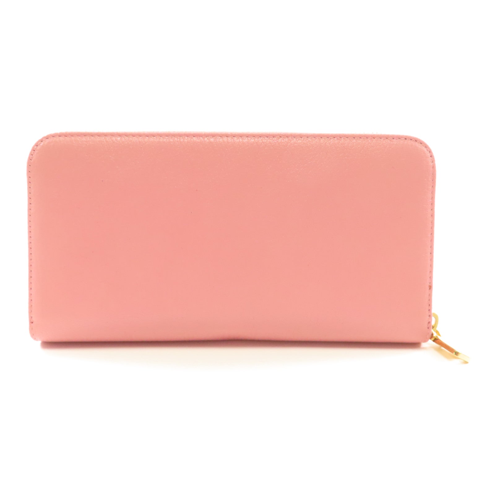 Miu Miu 牛皮皮革Long Wallet金扣長錢包粉紅色