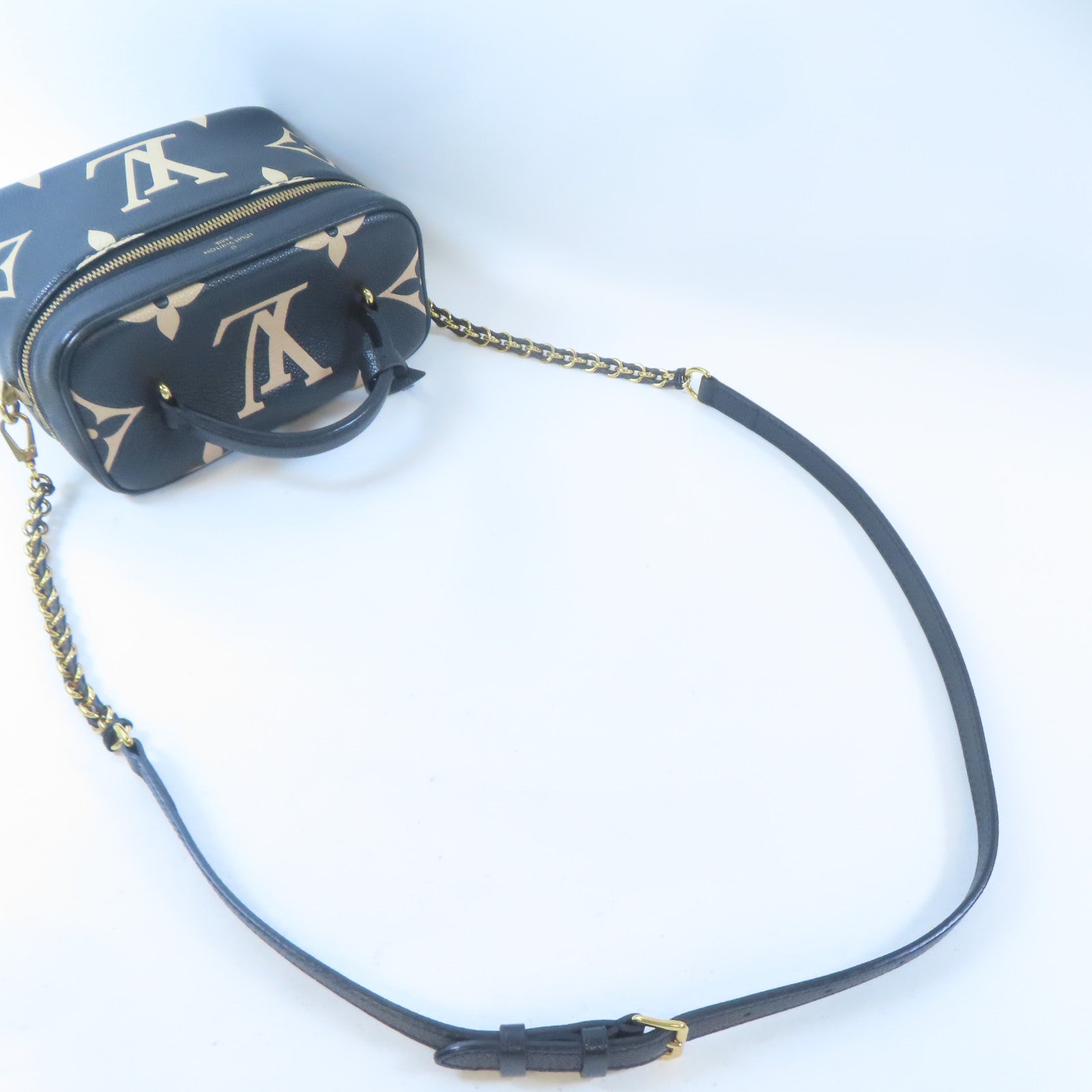 LOUIS VUITTON Monogram Giant Vanity PM金扣手挽肩背兩用袋黑色