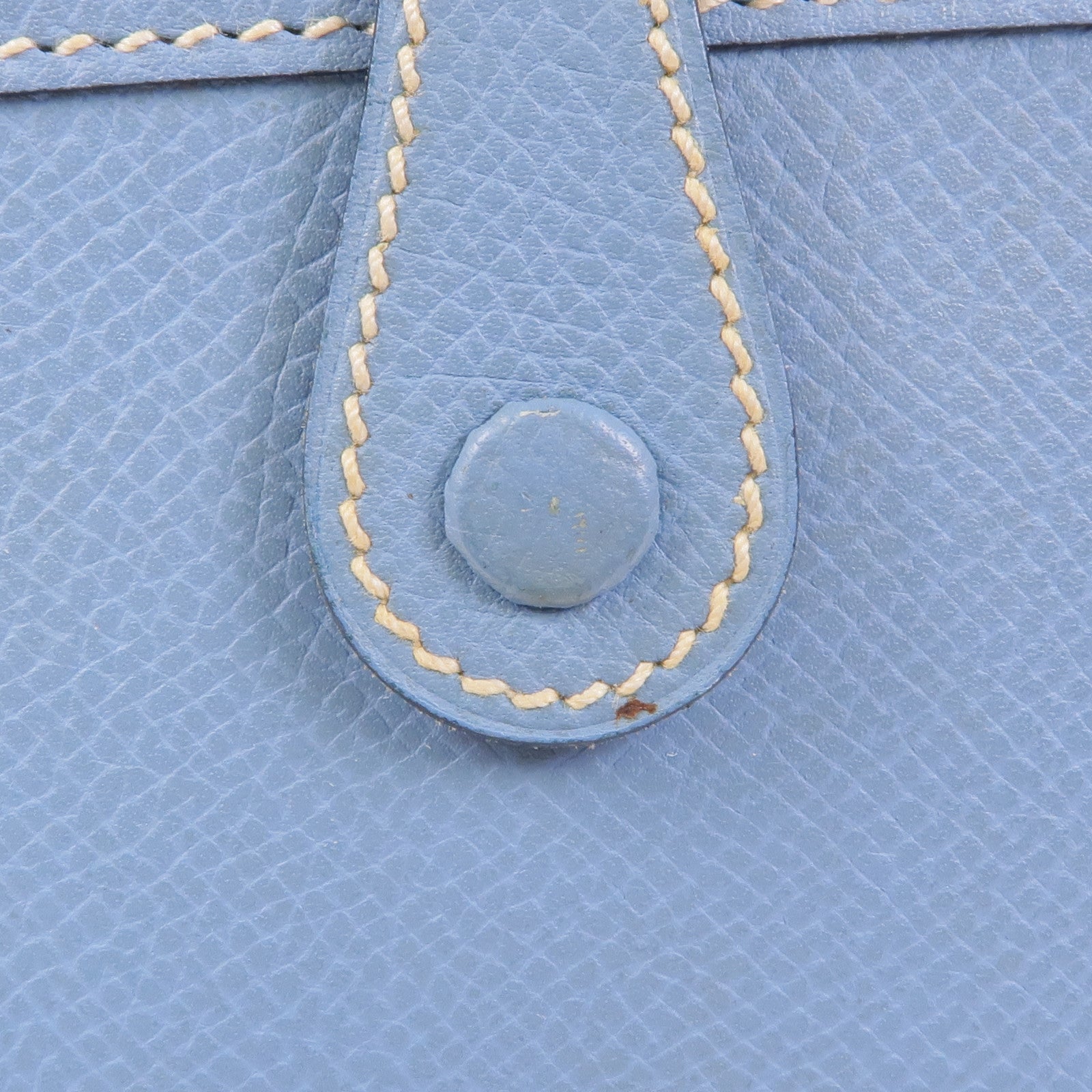 HERMES Clemence皮革Evelyne TPM銀扣手挽袋Bleu Jean