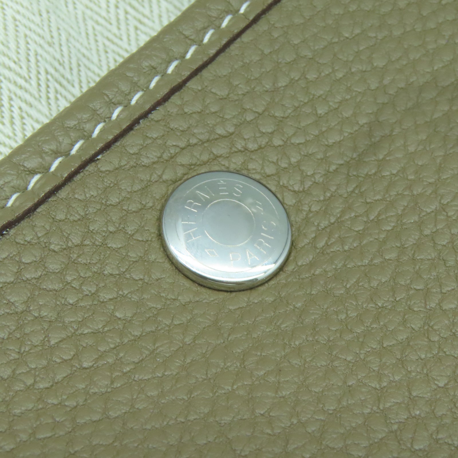 HERMES Negonda皮革GardenParty PM銀扣手挽袋Etoupe大象灰色