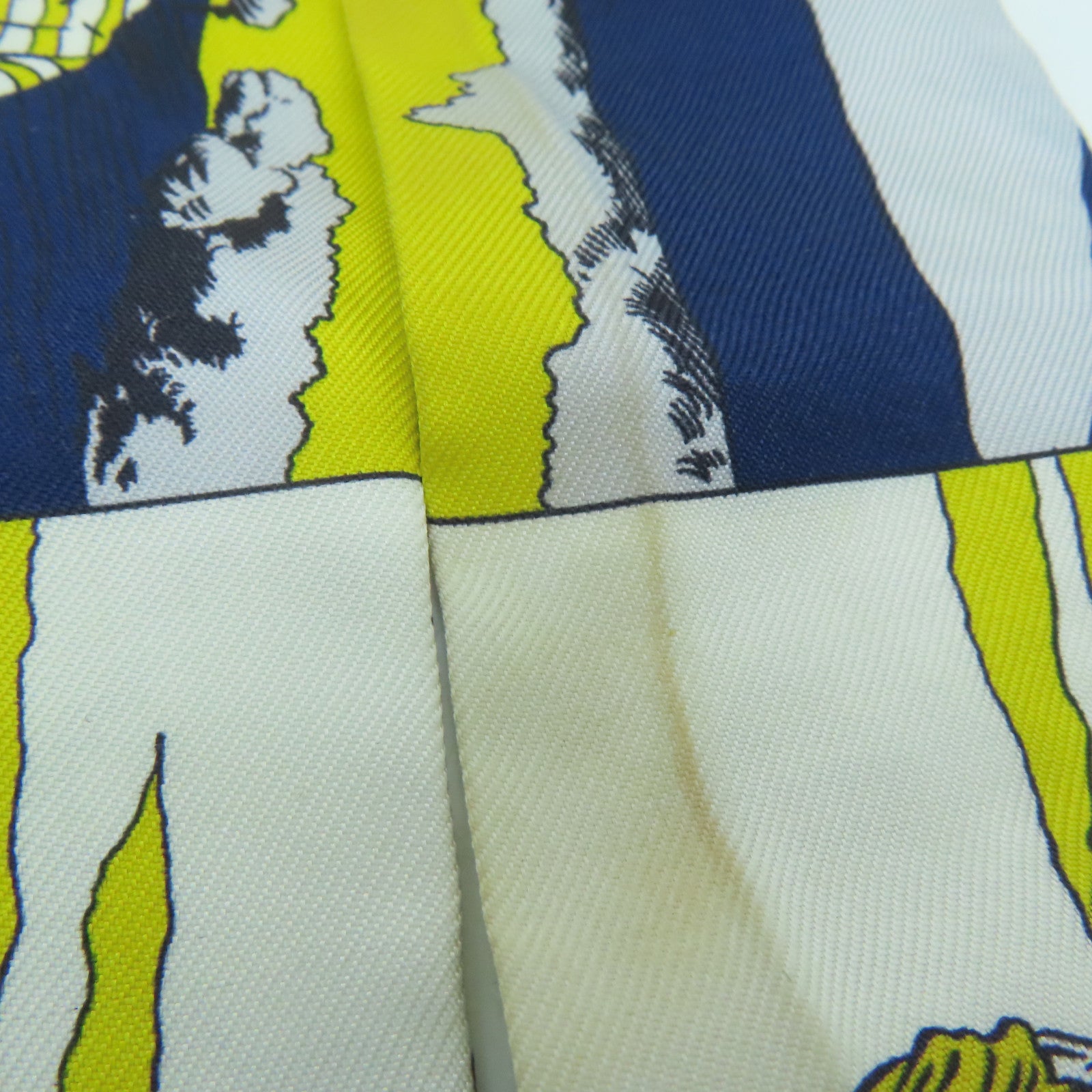 HERMES 絲質Twilly絲巾黃色/灰色