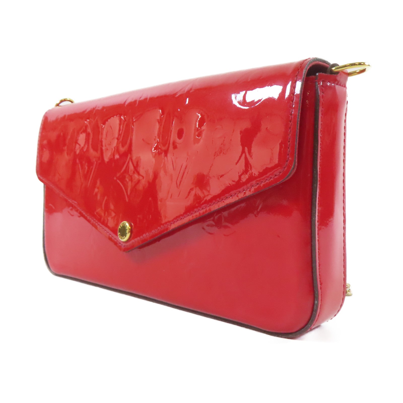 LOUIS VUITTON Vernis Pochette Felicie金扣鏈帶肩背袋紅色