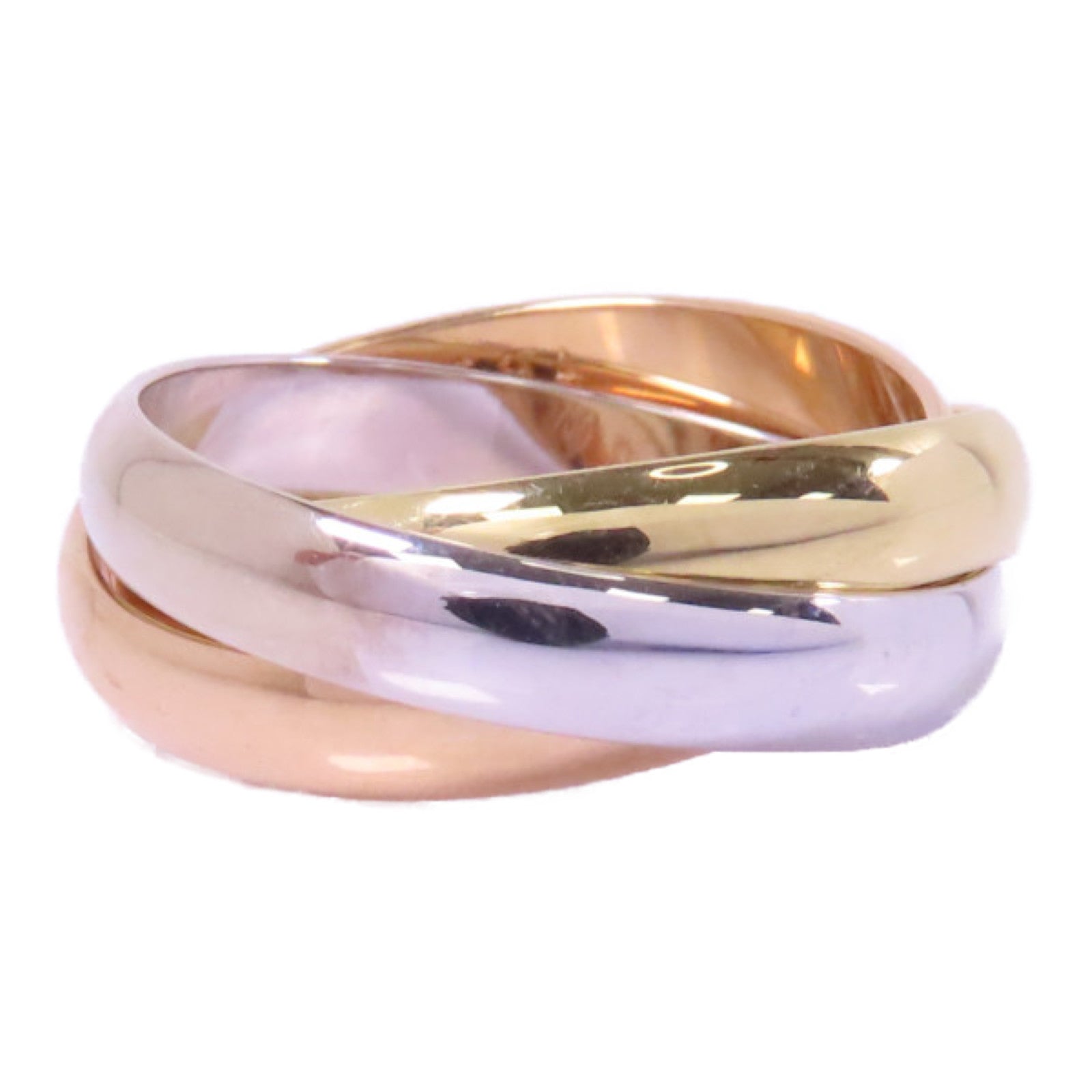 CARTIER 18K黃金/白金/玫瑰金Trinity戒指Cartier#53/US#6.5