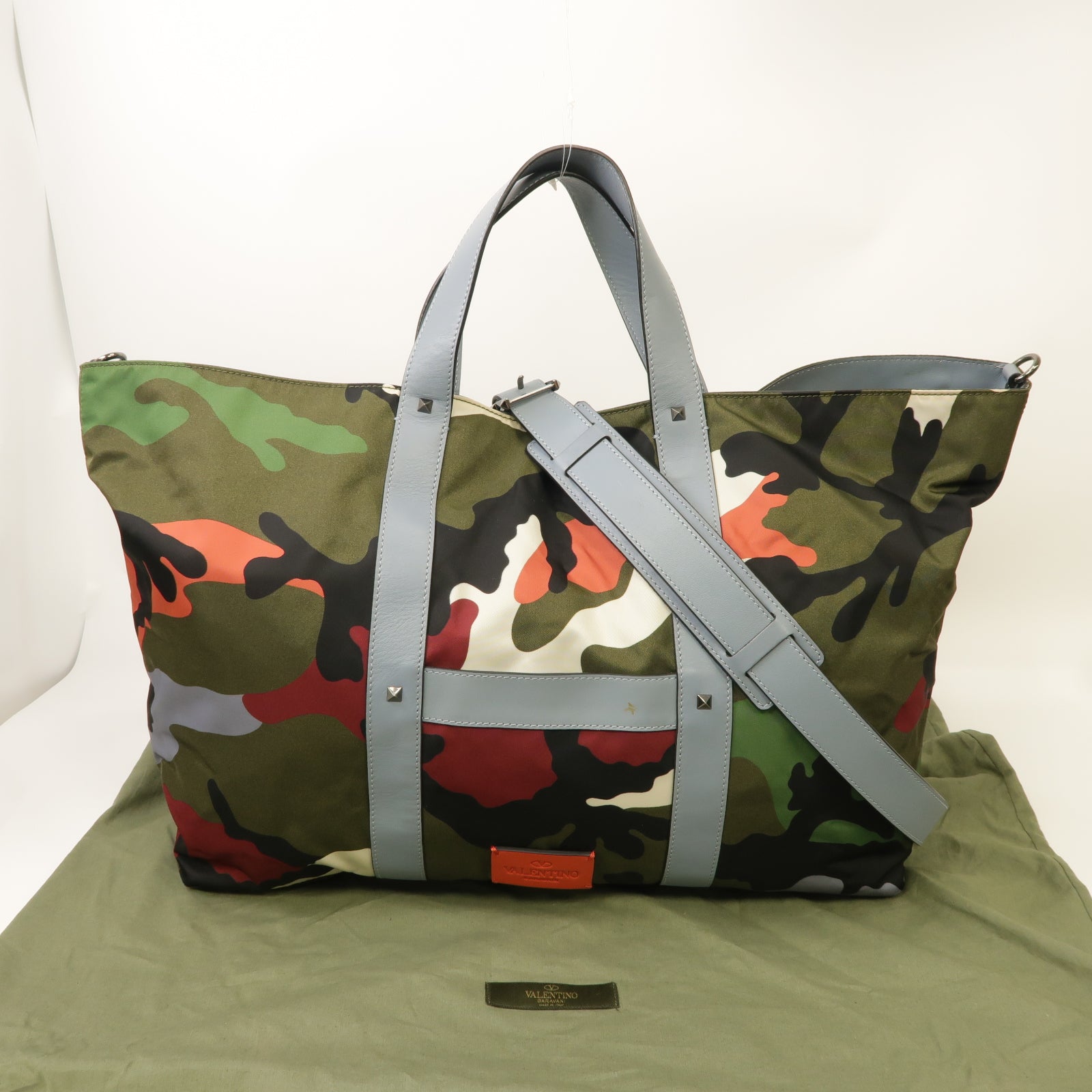 Valentino 【激減優惠】尼龍2 Way Shoulder銀扣手挽肩背兩用袋綠色/黑色/紅色