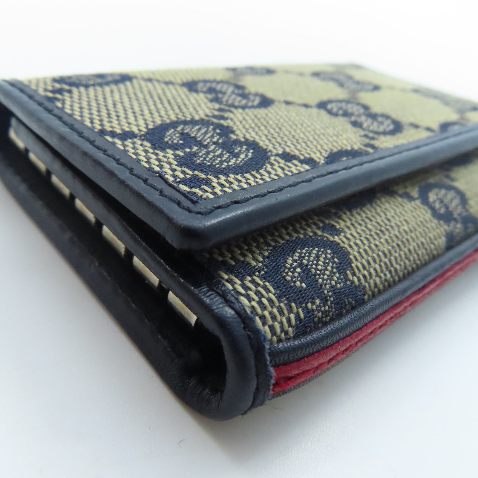 GUCCI 帆布Key Holder銀扣鎖匙包藍色