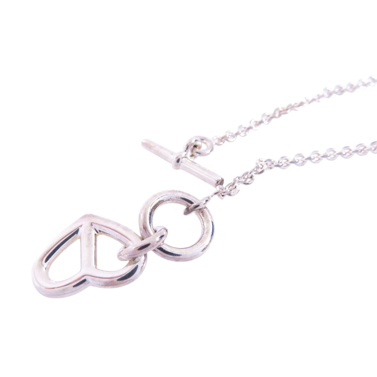 HERMES 925純銀Cache Cœur Amulette Pendant Necklace銀扣項鏈