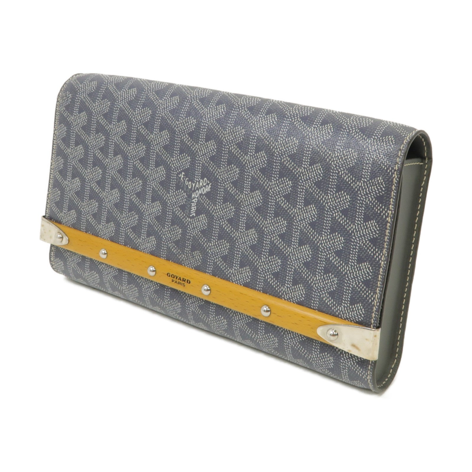 GOYARD 【激減優惠】塗層帆布Pochette Monte銀扣肩背袋灰色