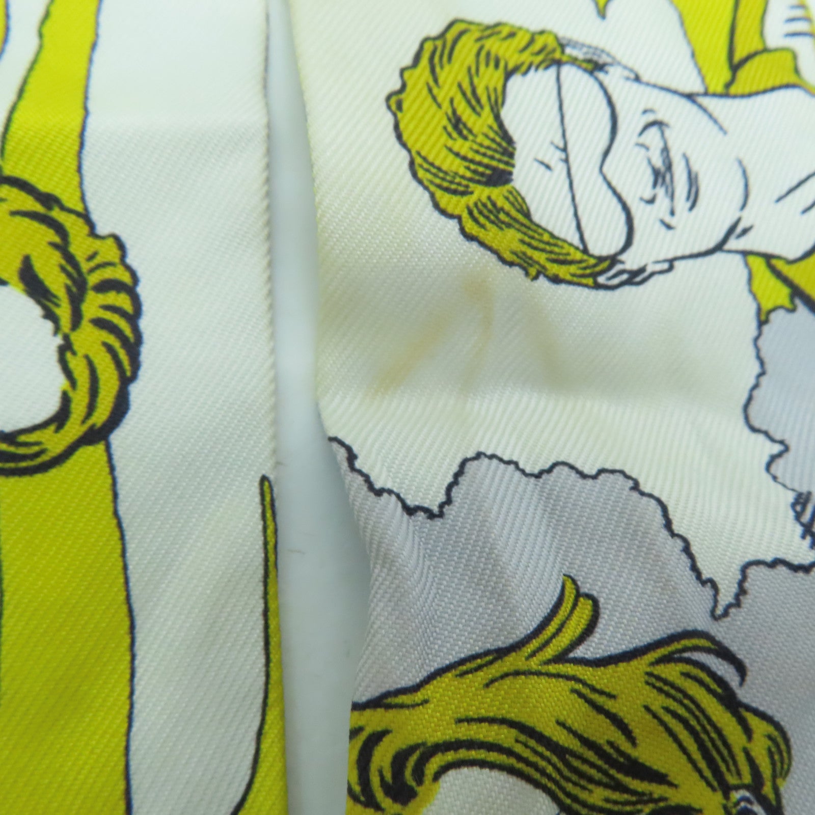 HERMES 絲質Twilly絲巾黃色/灰色