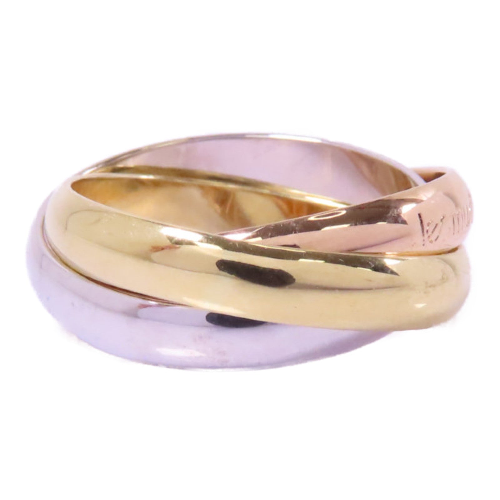 CARTIER 18K黃金/白金/玫瑰金Trinity戒指Cartier#53/US#6.5