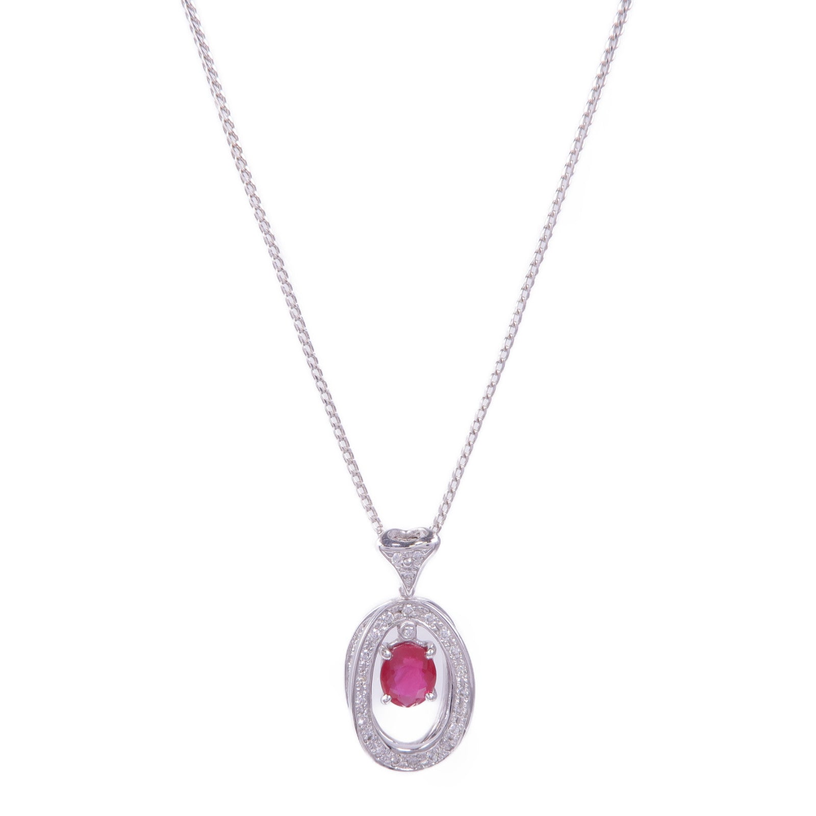 JEWELRY 18K白金Ruby Diamond Necklace紅寶石/鑽石項鍊
