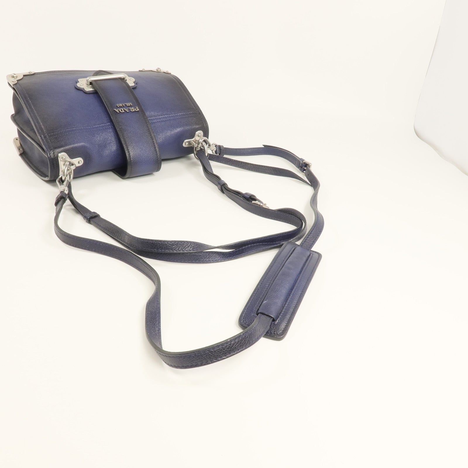 PRADA 牛皮皮革2 Way Shoulder銀扣手挽肩背兩用袋