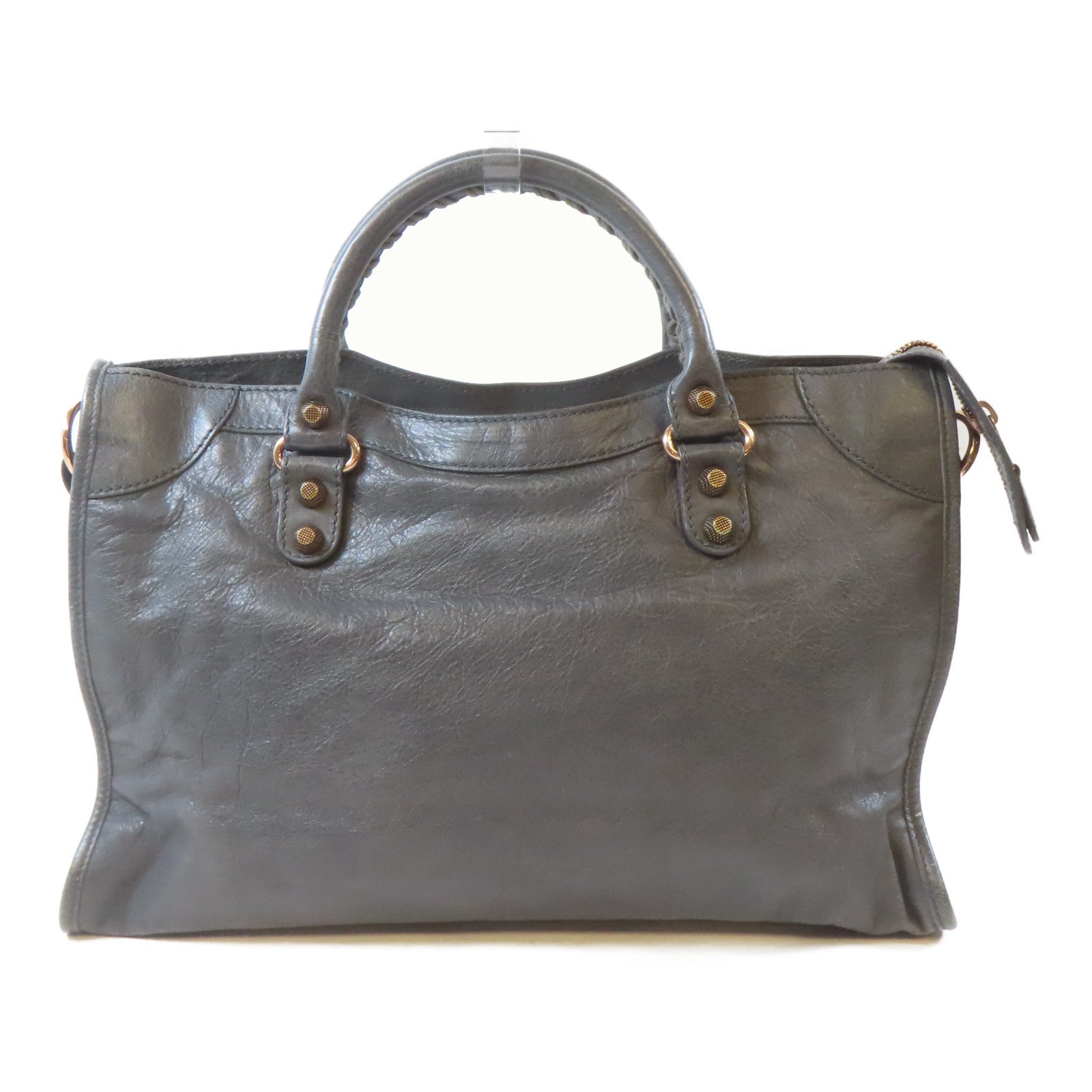 BALENCIAGA 牛皮皮革Giant City Medium金扣手挽肩背兩用袋灰色