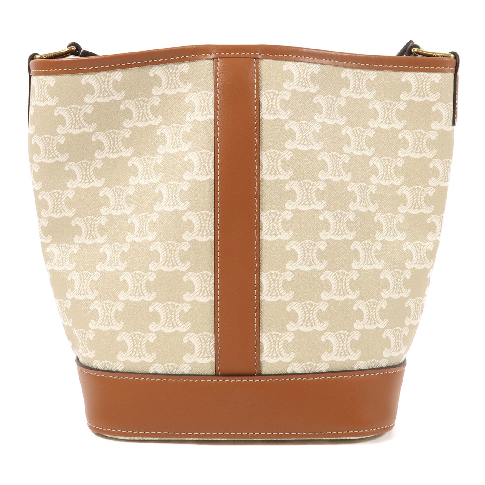 CELINE 塗層帆布Triomphe Bucket金扣肩背袋