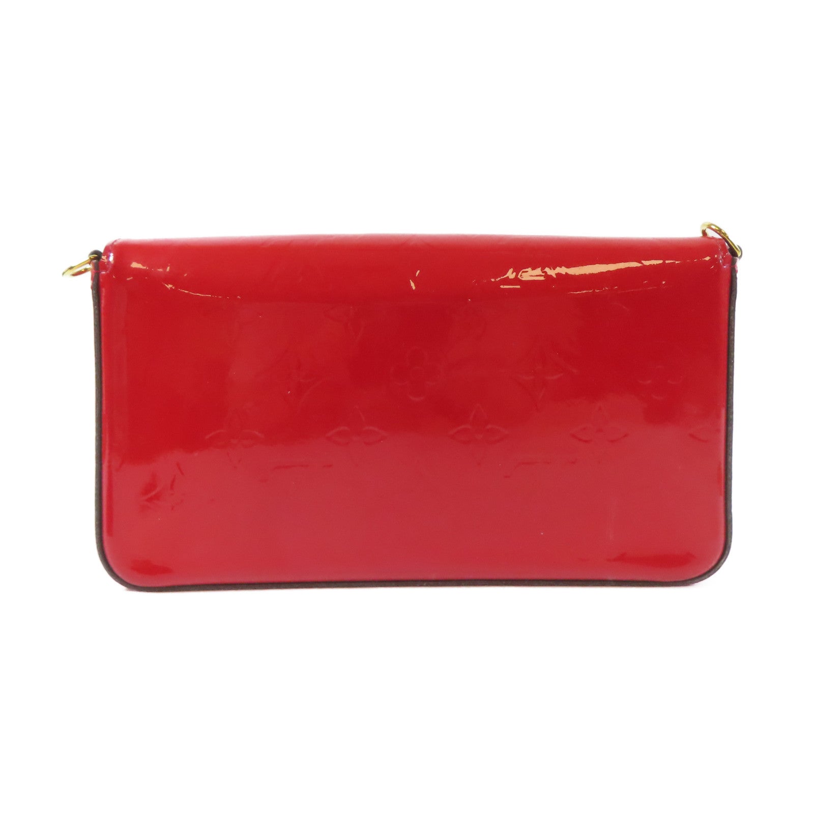 LOUIS VUITTON Vernis Pochette Felicie金扣鏈帶肩背袋紅色
