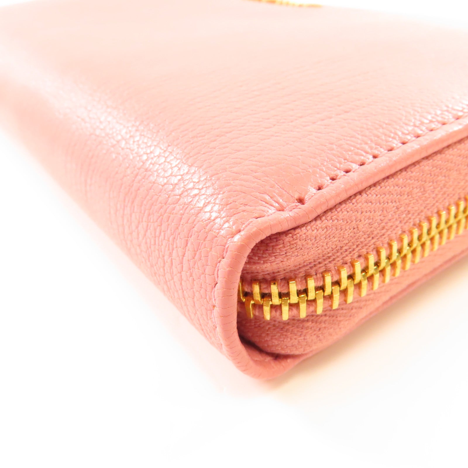 Miu Miu 牛皮皮革Long Wallet金扣長錢包粉紅色