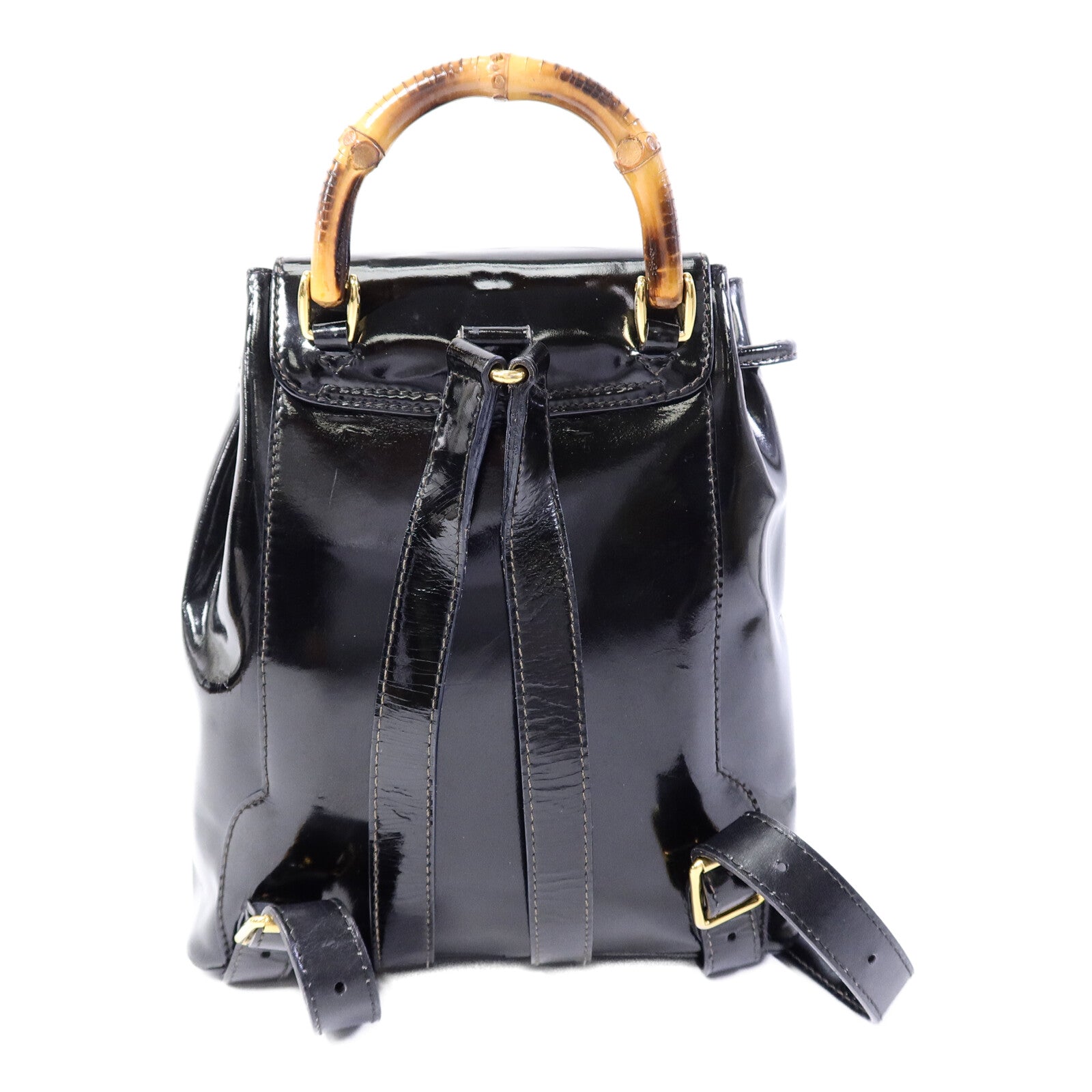 GUCCI 漆皮皮革Mini Bamboo Backpack背包