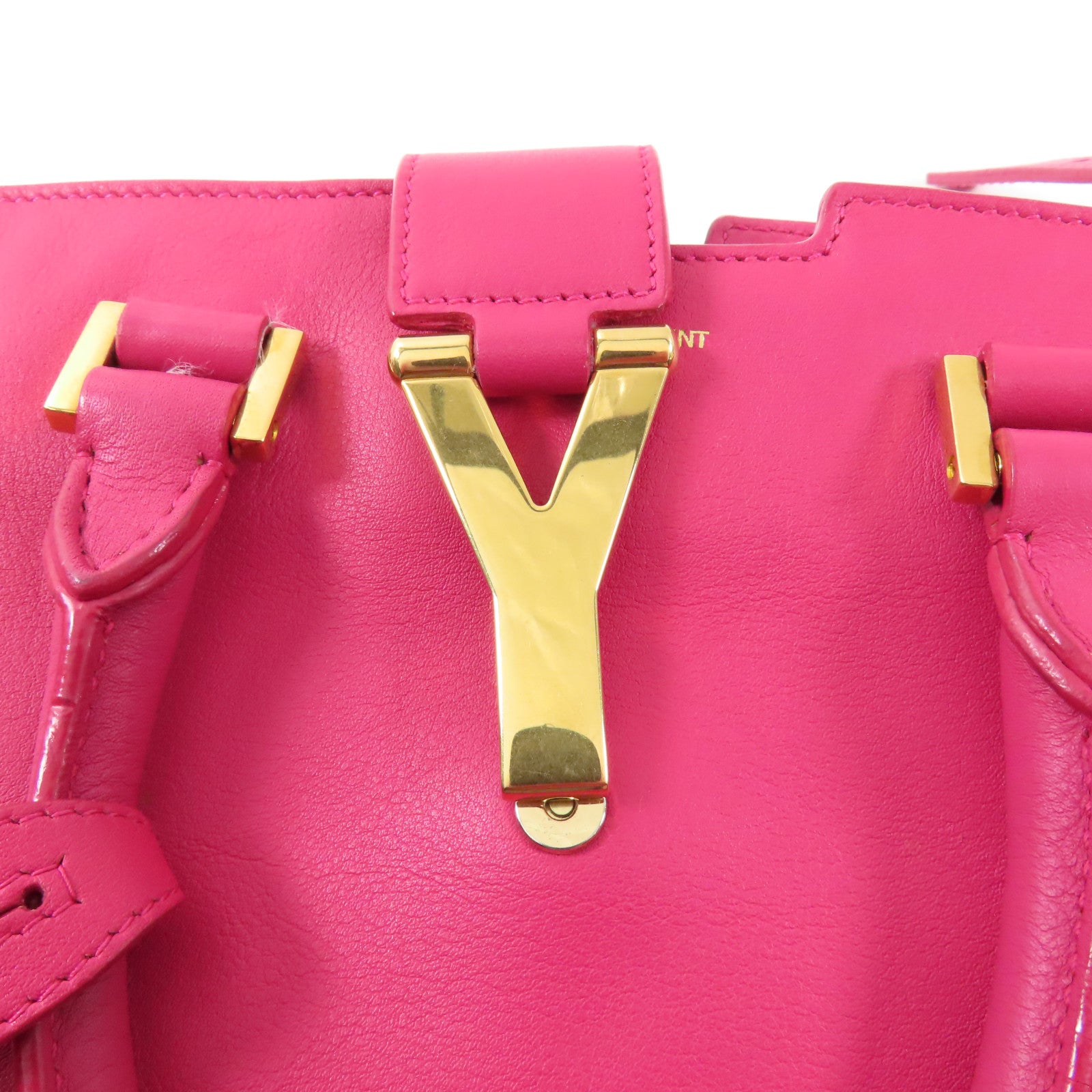 YVES SAINT LAURENT 牛皮皮革Y Cabas金扣手挽肩背兩用袋