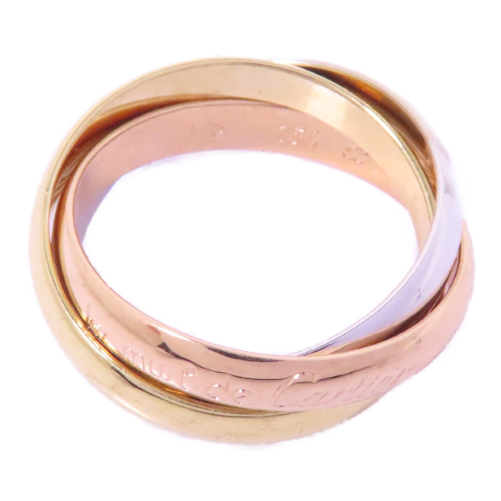 CARTIER 18K黃金/白金/玫瑰金Trinity戒指Cartier#53/US#6.5