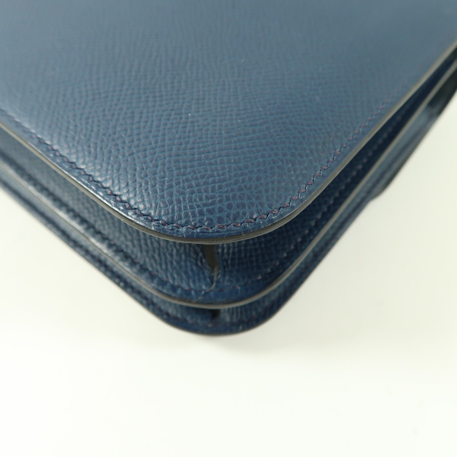 HERMES Epsom皮革Mini Constance銀扣肩背袋Bleu de Prusse/深藍色