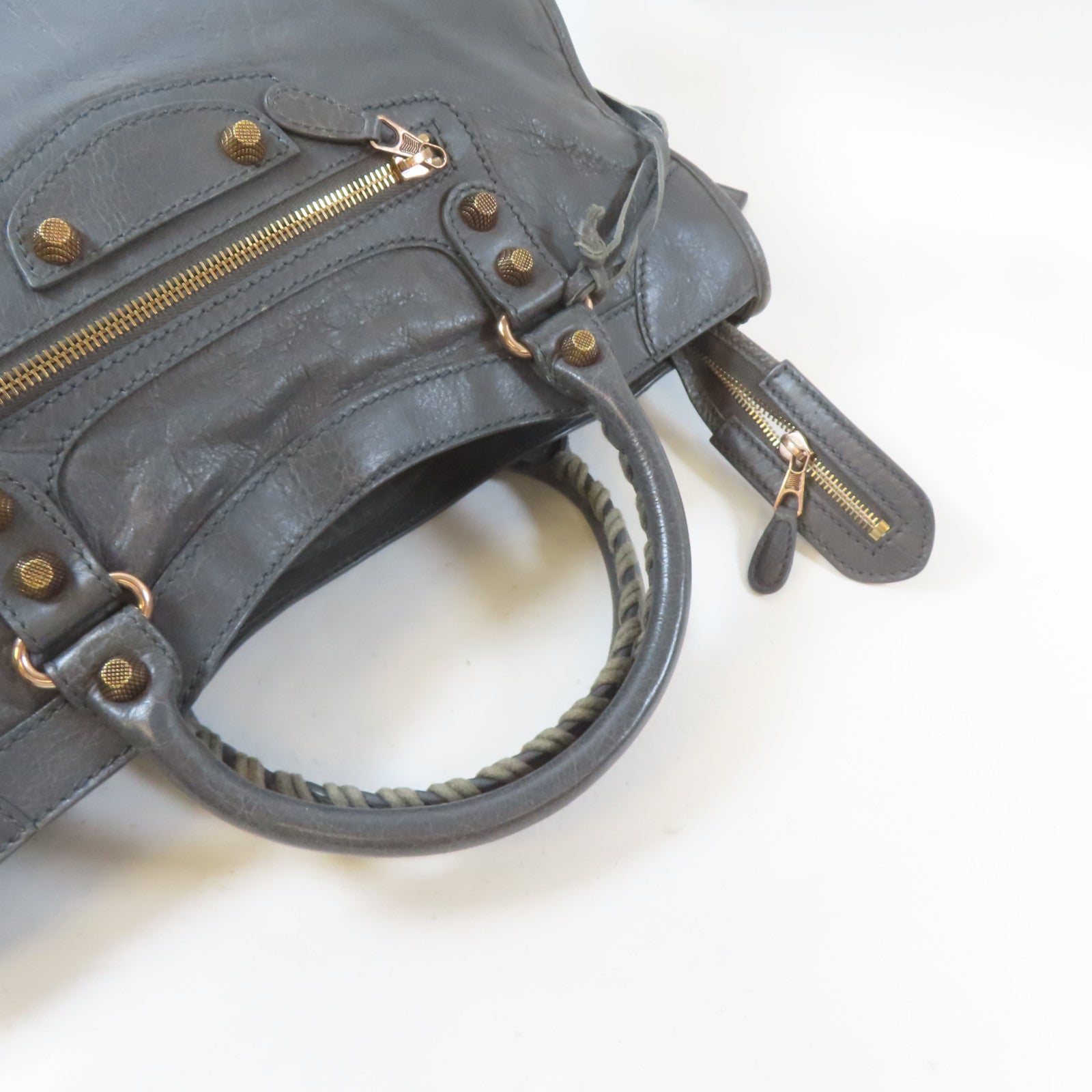 BALENCIAGA 牛皮皮革Giant City Medium金扣手挽肩背兩用袋灰色