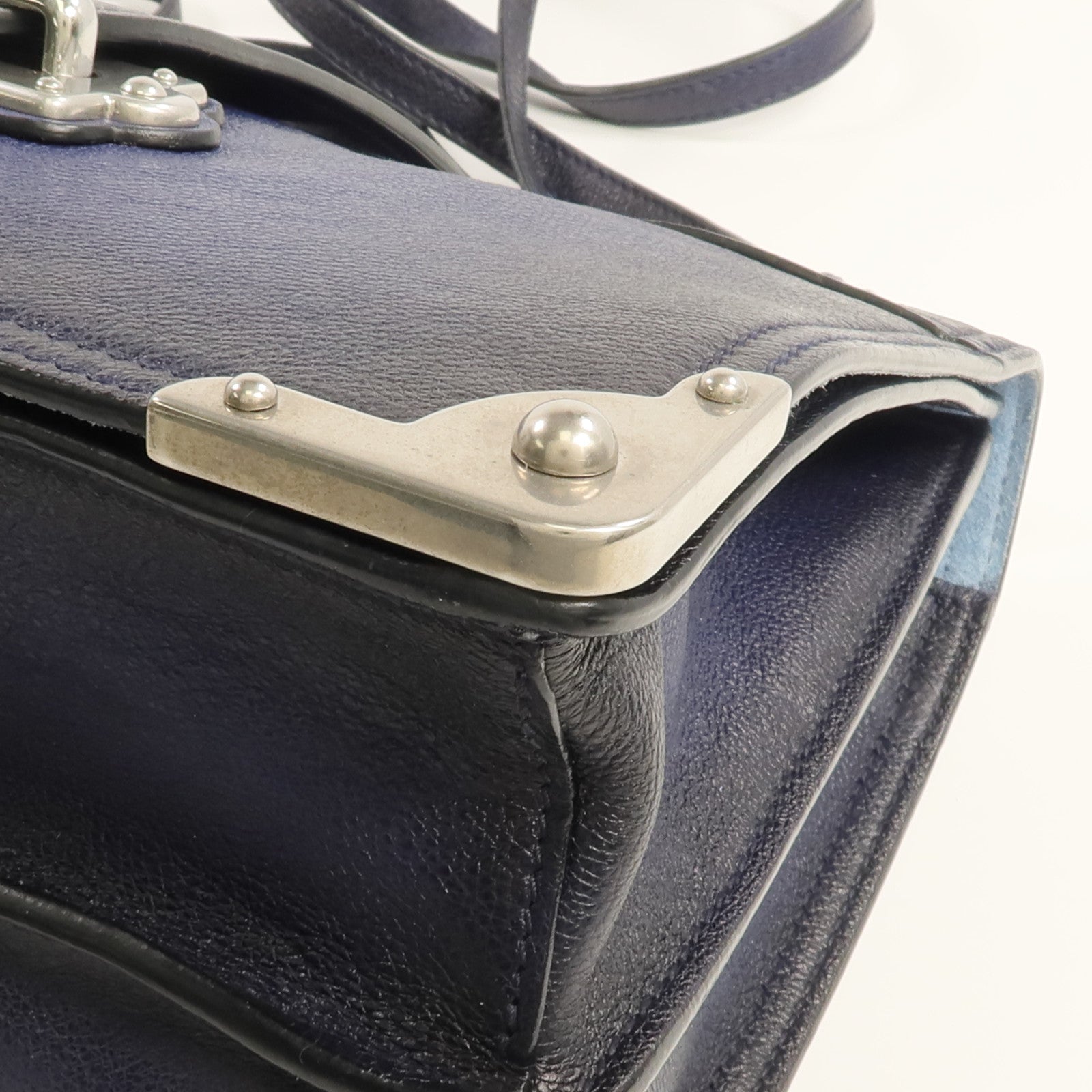 PRADA 牛皮皮革2 Way Shoulder銀扣手挽肩背兩用袋