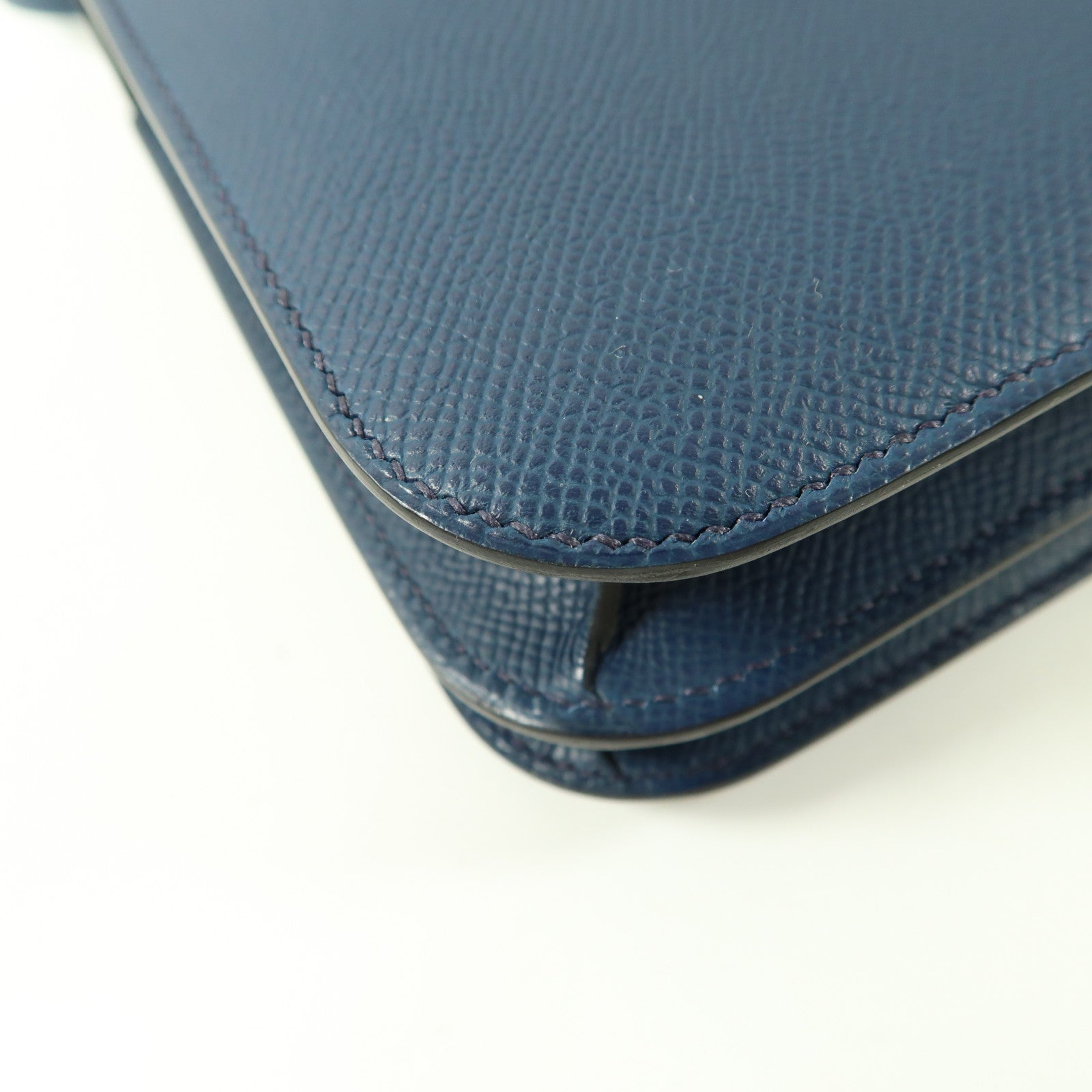 HERMES Epsom皮革Mini Constance銀扣肩背袋Bleu de Prusse/深藍色