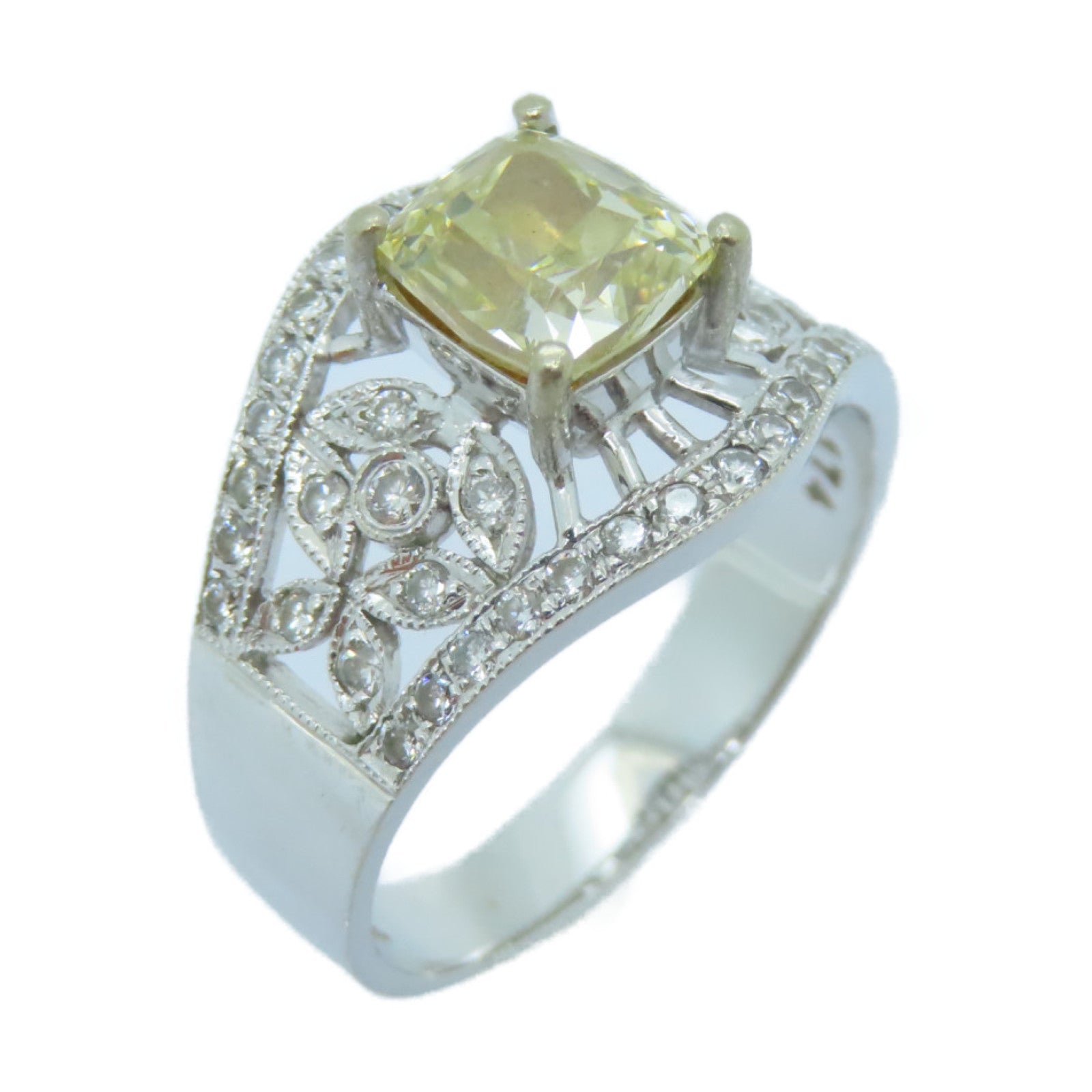 JEWELRY 18K White Gold Diamond Ring 1.74ct Diamond Ring US#8.5