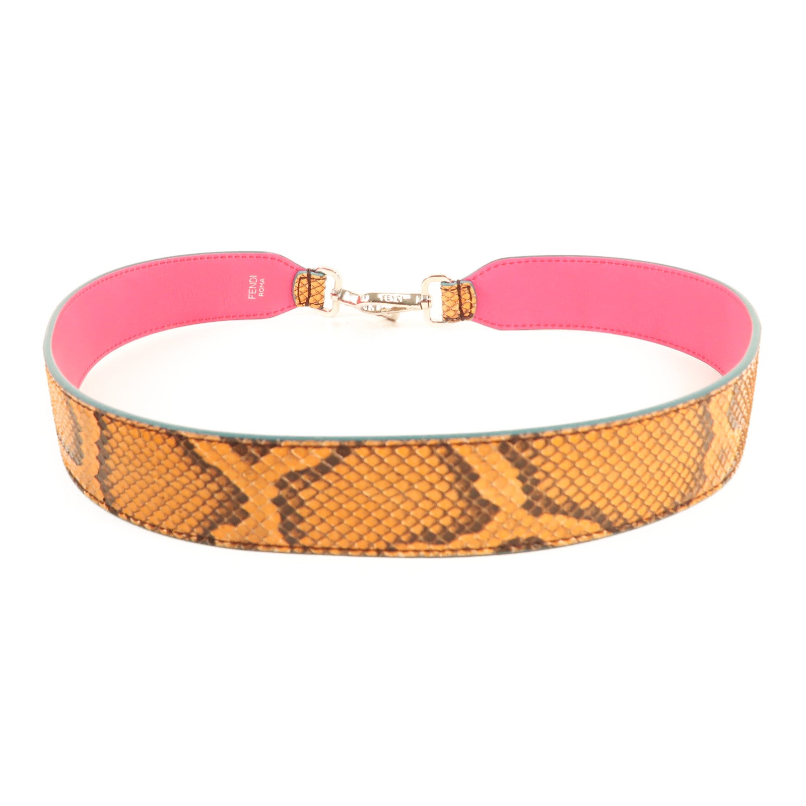 FENDI 牛皮皮革蛇皮皮革Strap銀扣肩背帶