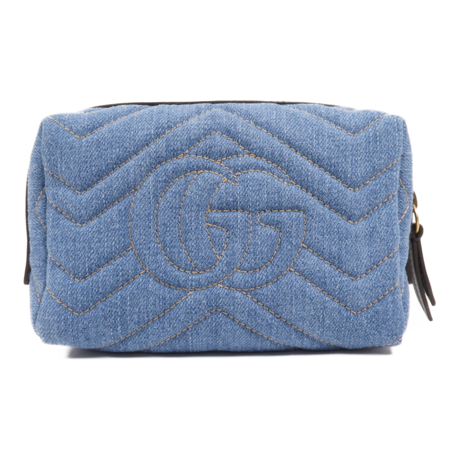 GUCCI 【激減優惠】牛仔布Pouch金扣手拿包