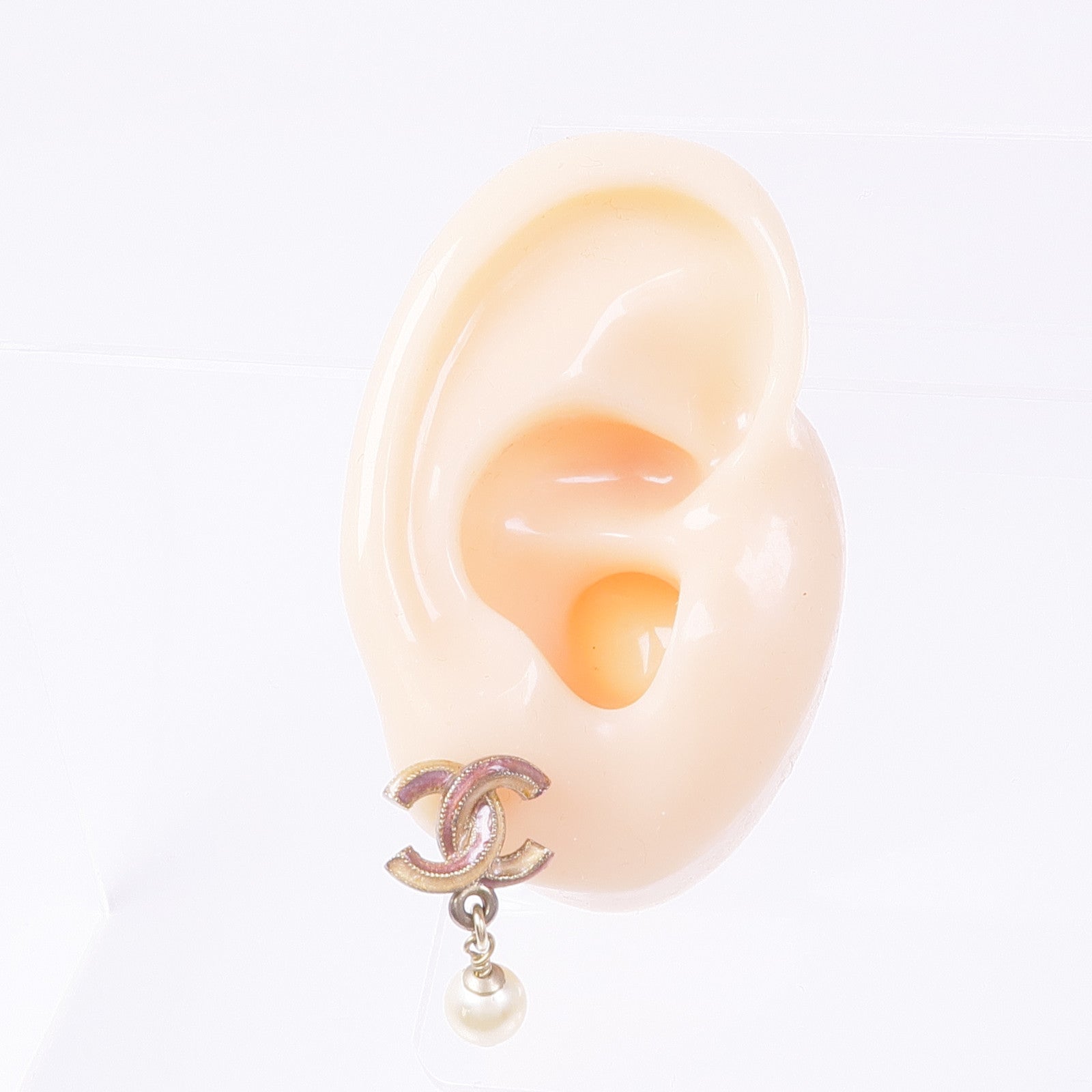 CHANEL CC Earrings Accessories PVC Metal Gold White
