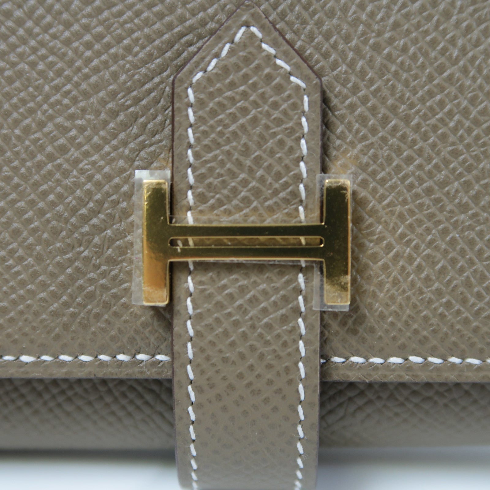 HERMES Epsom皮革Bearn Wallet金扣錢包Etoupe