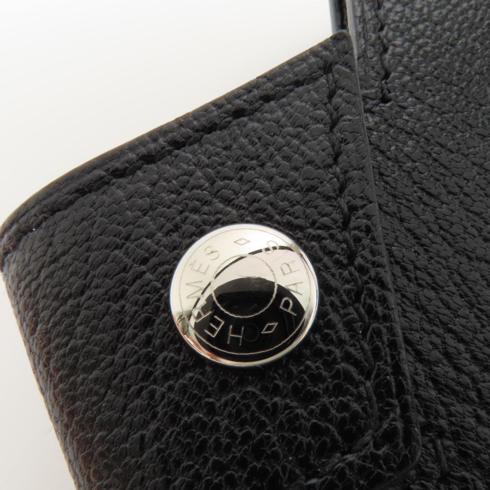 HERMES Chevre皮革H Tap Phone Case銀扣電話套
