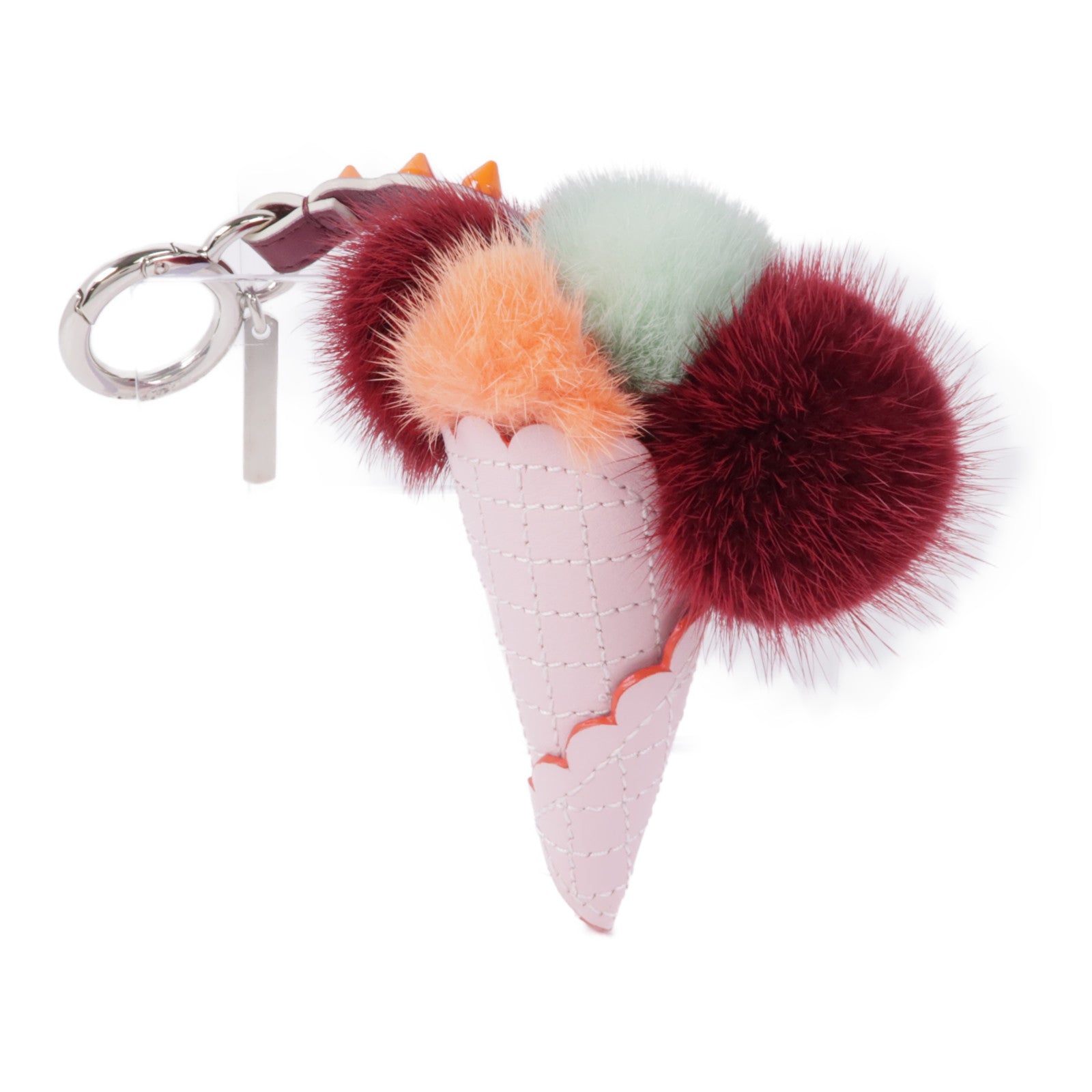 FENDI 毛皮/皮革Icecream Charm銀扣掛飾