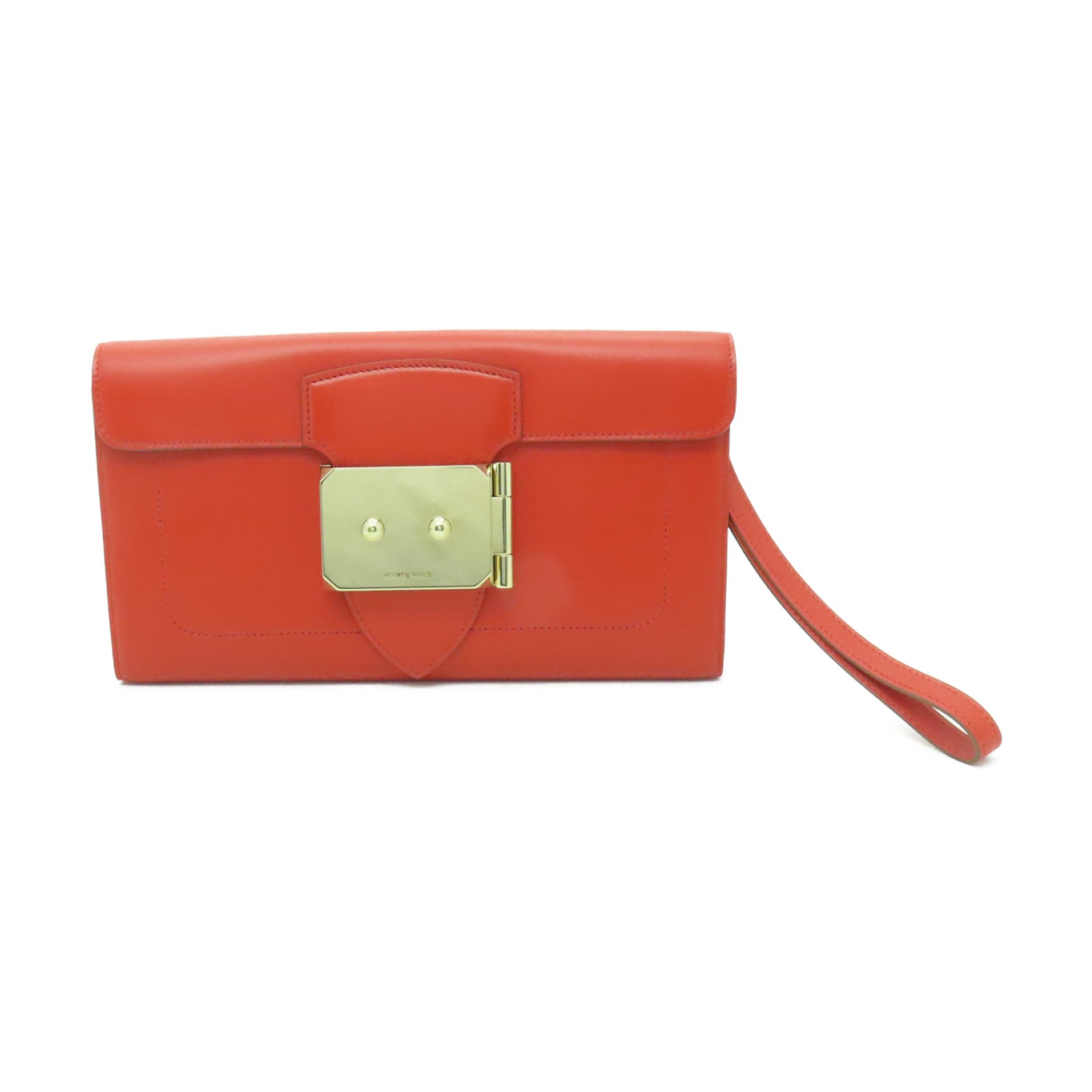 HERMES 【激減優惠】Tadelakt皮革Sac Rock Clutch金扣手拿包Capucine紅色