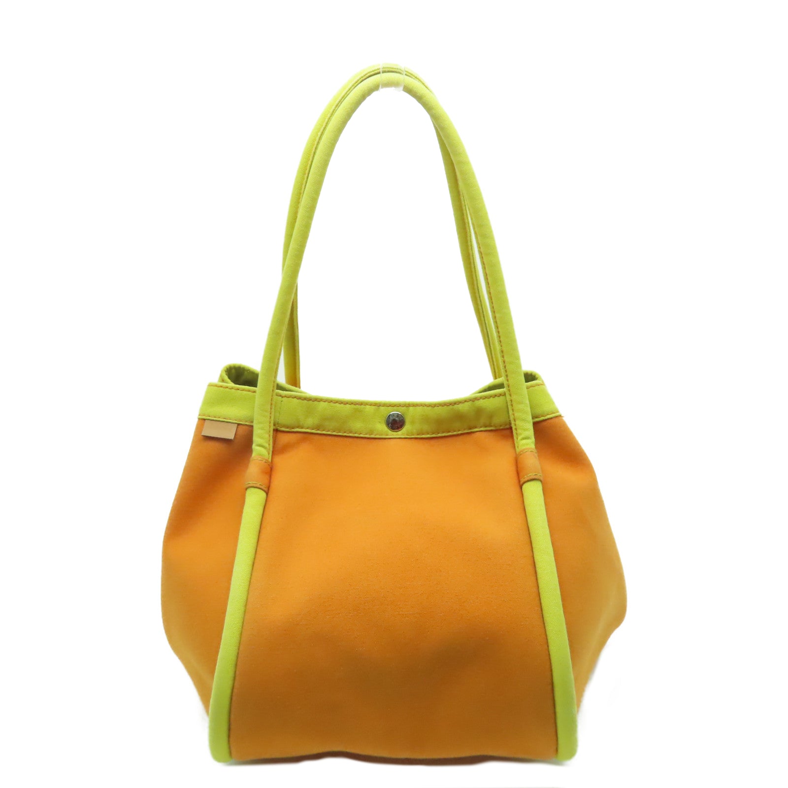 HERMES **【清倉大減價】帆布Lindy Beach Bag銀扣肩背袋橙色/黃色