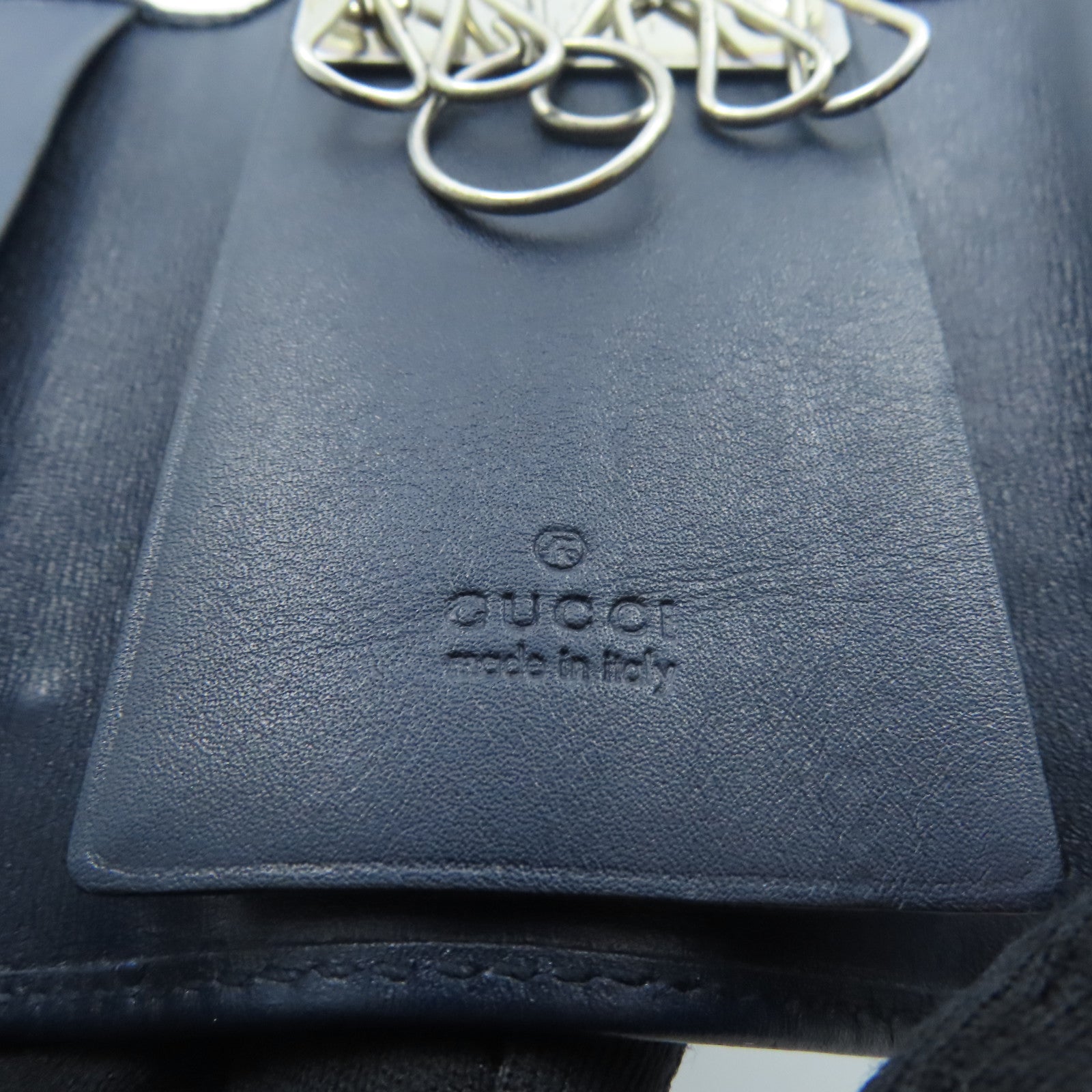 GUCCI 帆布Key Holder銀扣鎖匙包藍色
