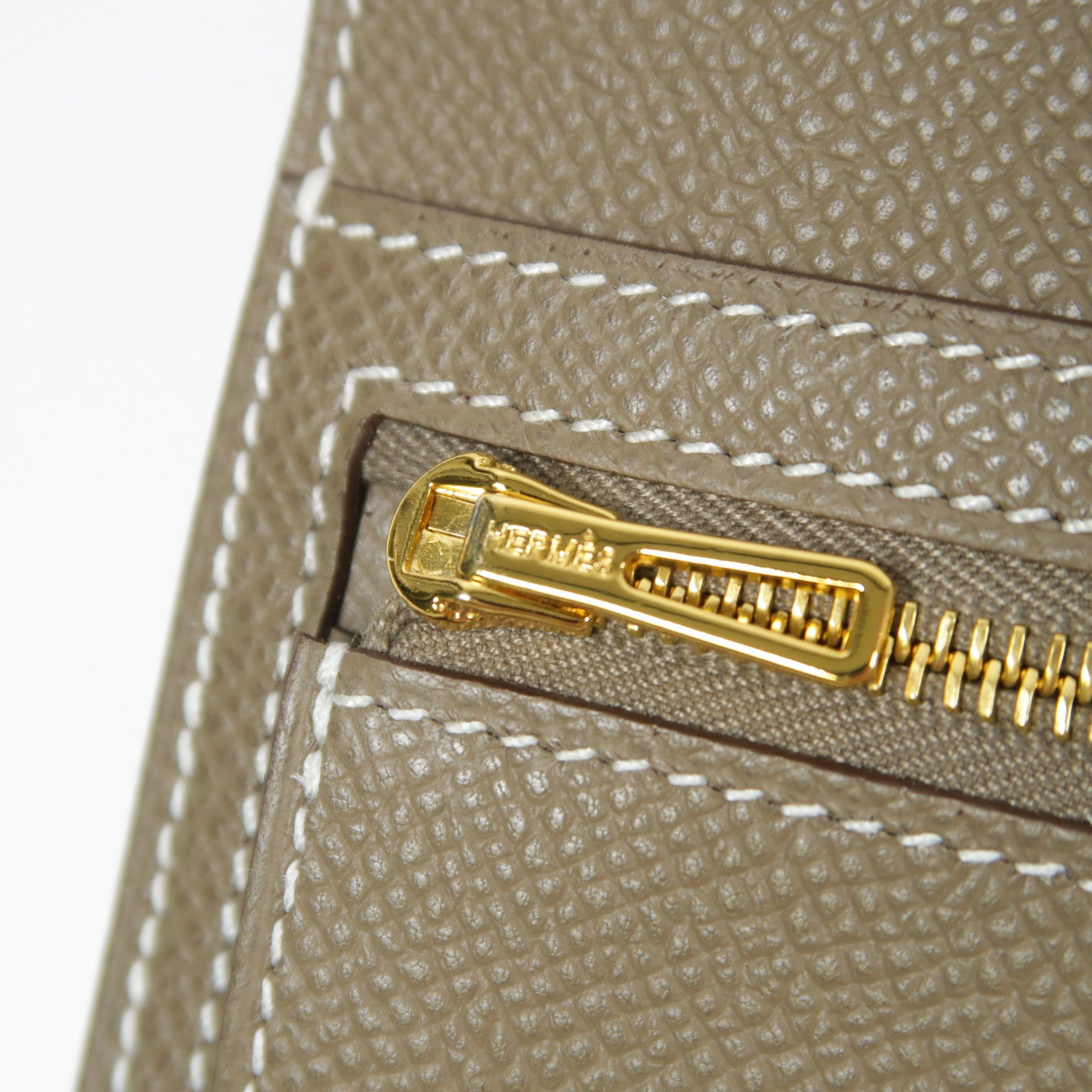 HERMES Epsom皮革Bearn Wallet金扣錢包Etoupe