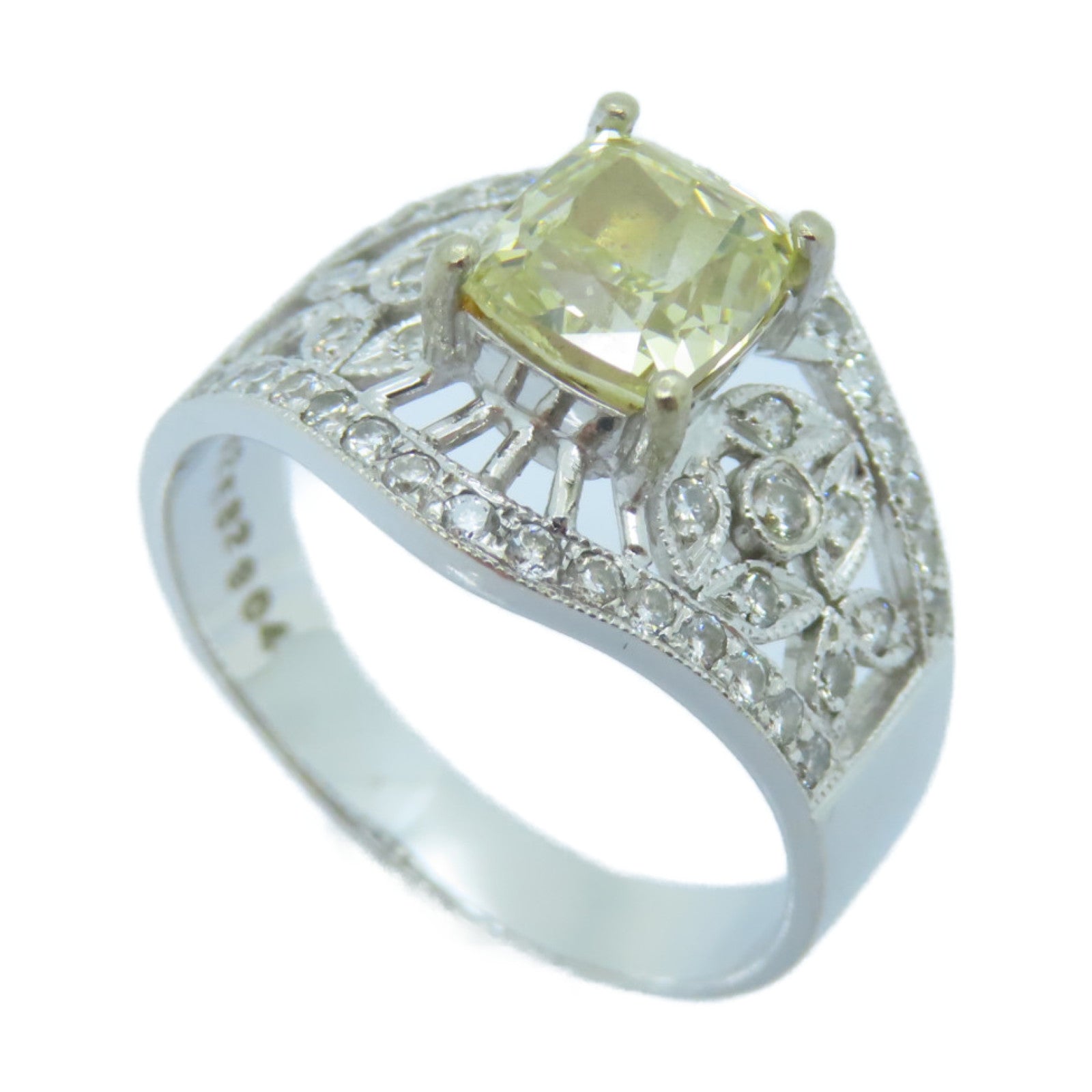 JEWELRY 18K White Gold Diamond Ring 1.74ct Diamond Ring US#8.5