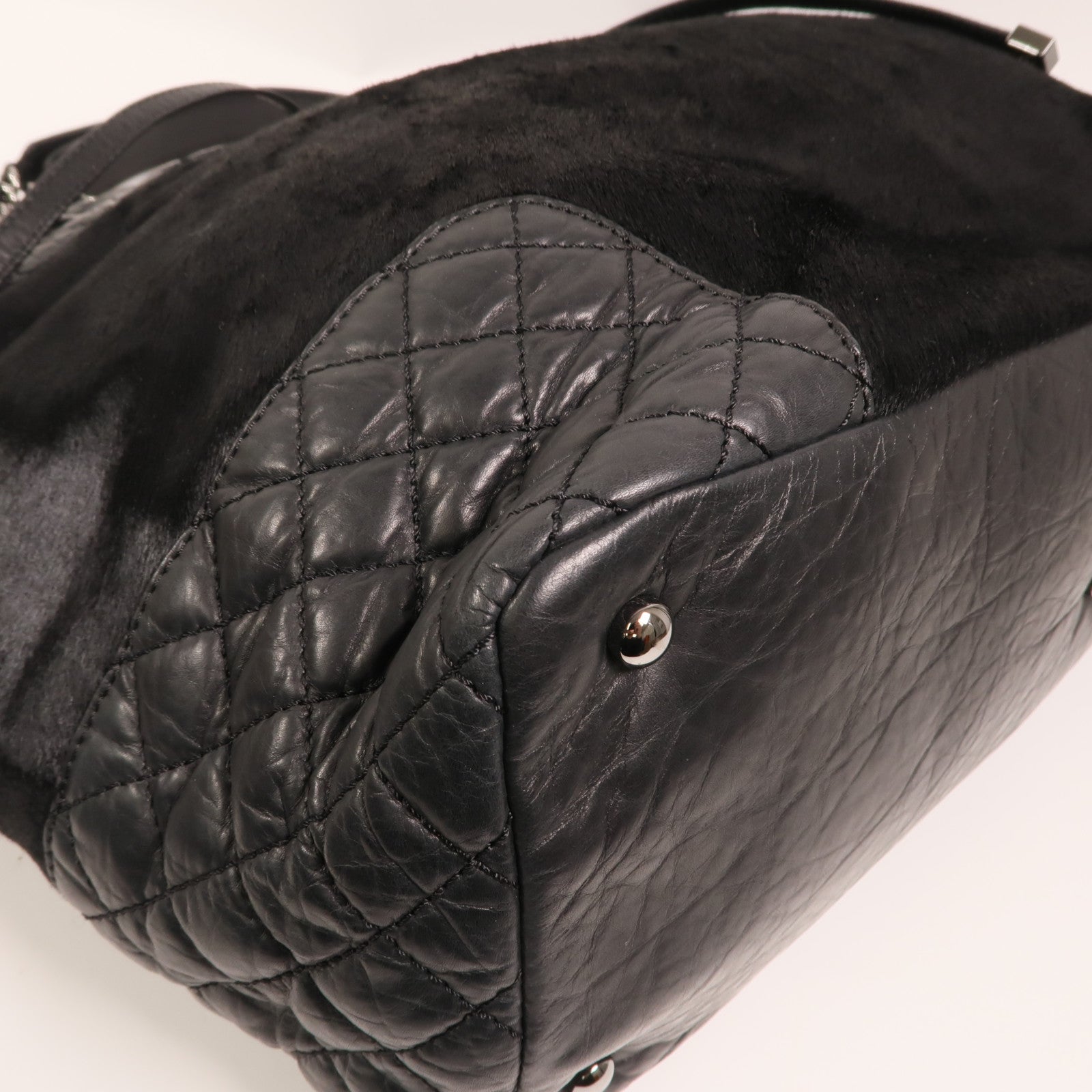 CHANEL 馬毛/牛皮皮革Totebag銀扣鏈帶手挽袋