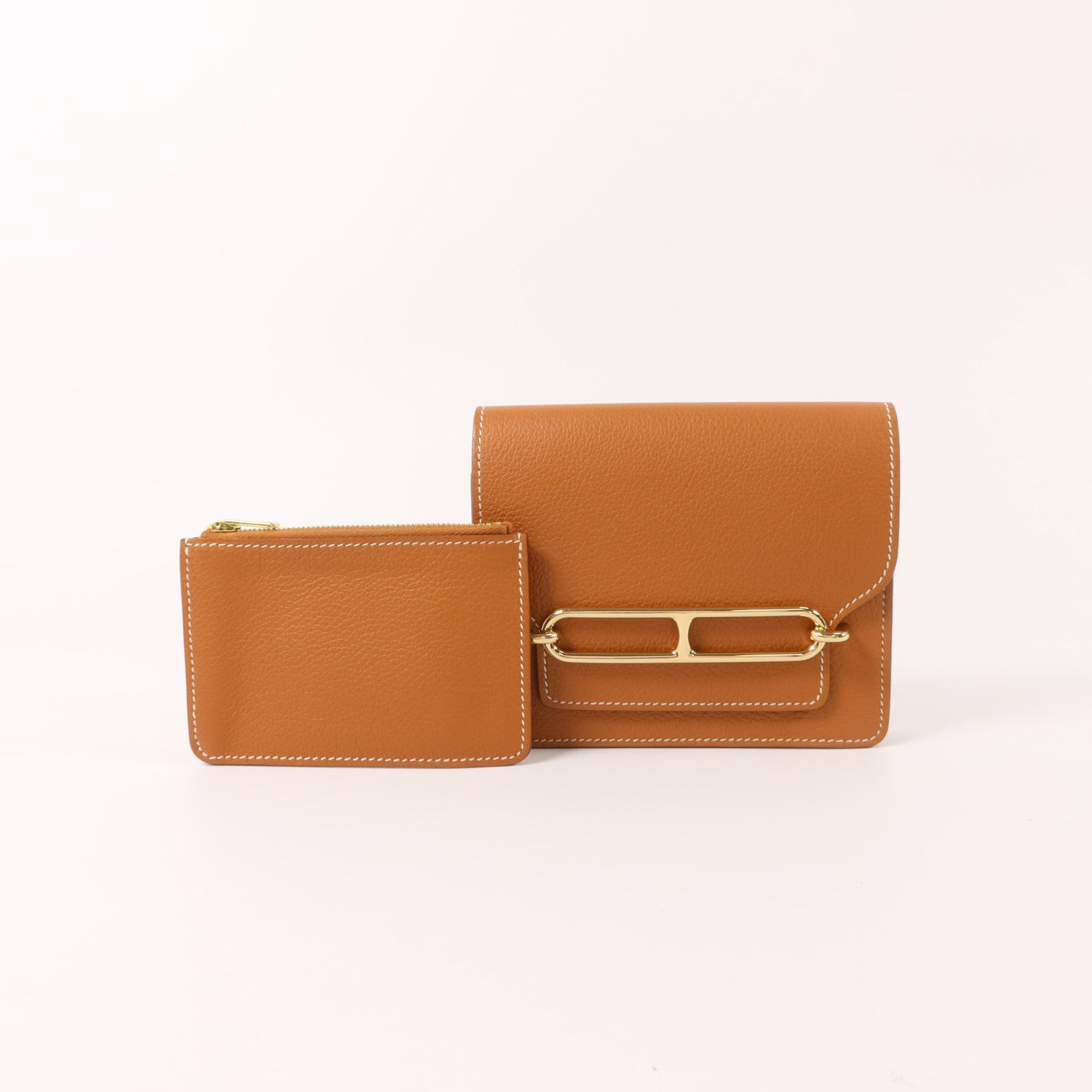 HERMES Evercolor皮革Roulis Slim錢包Gold